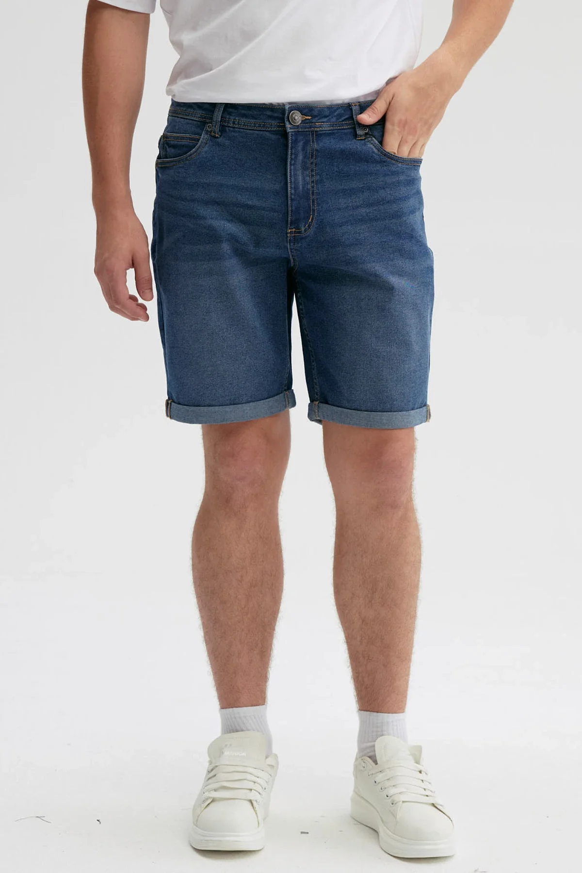 Bermuda Hombre Básica Roll Up Azul