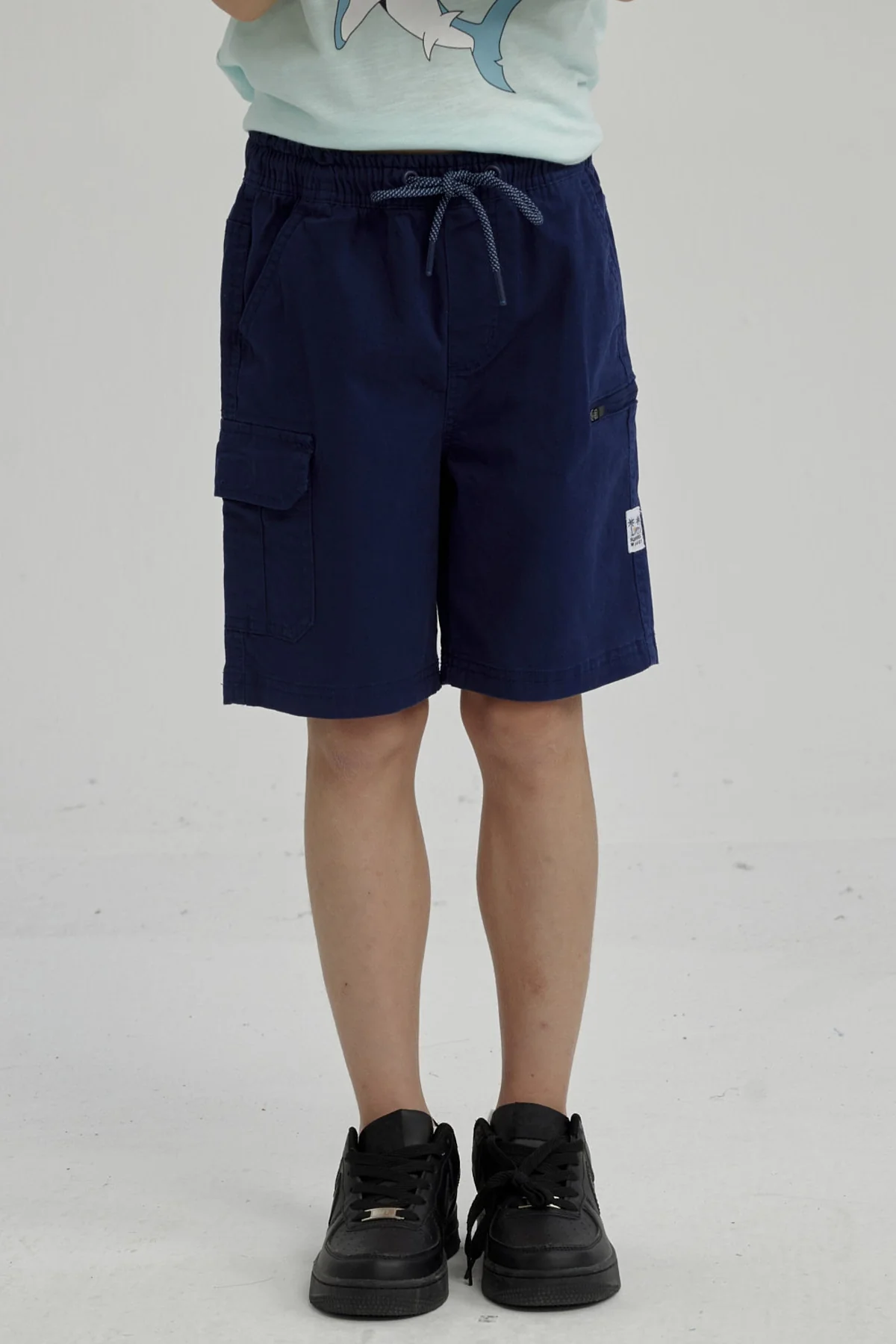 Bermuda Niño Cargo Gabardina Azul