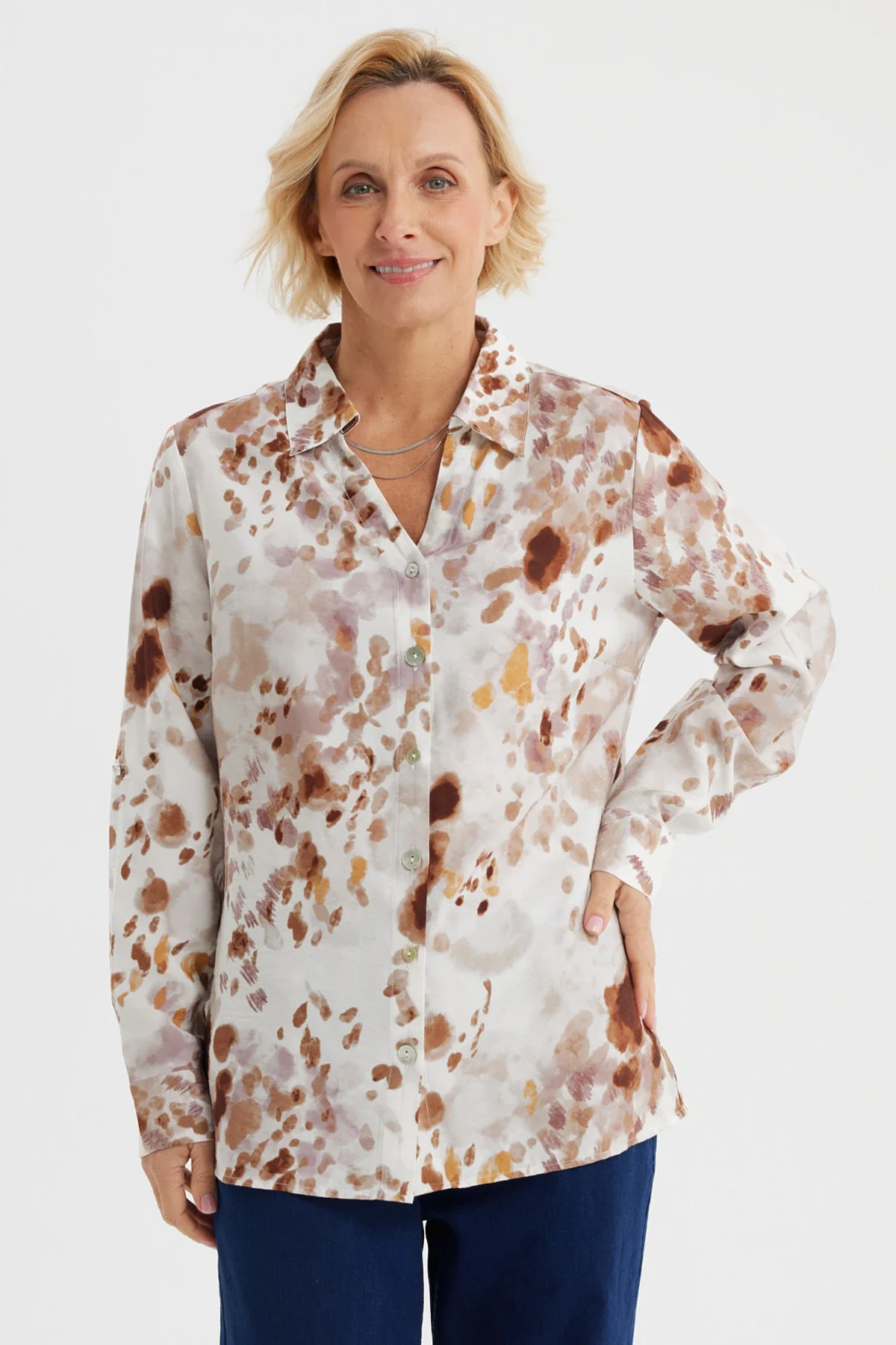 Blusa Mujer Abotonada Café Claro