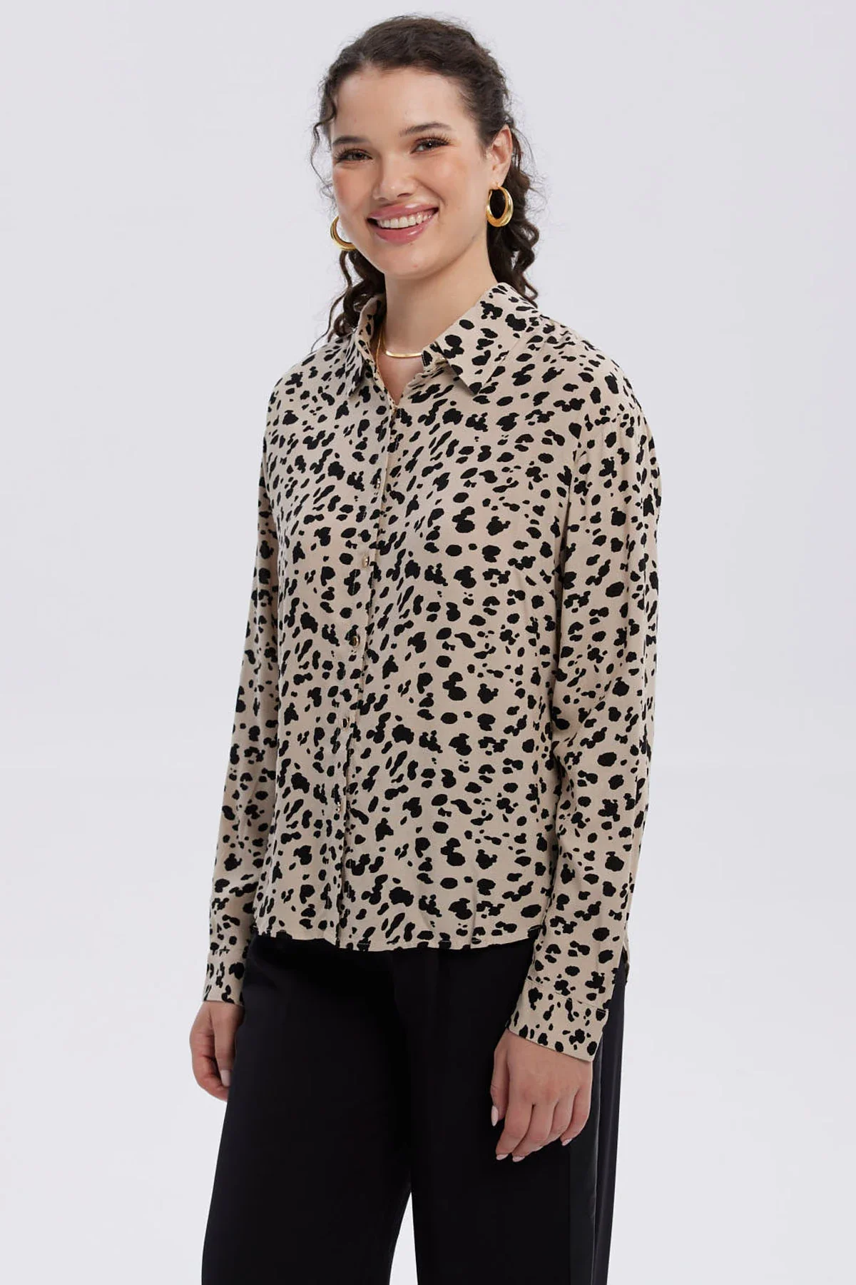 Blusa Mujer Abotonada Rapport Beige - Image 2