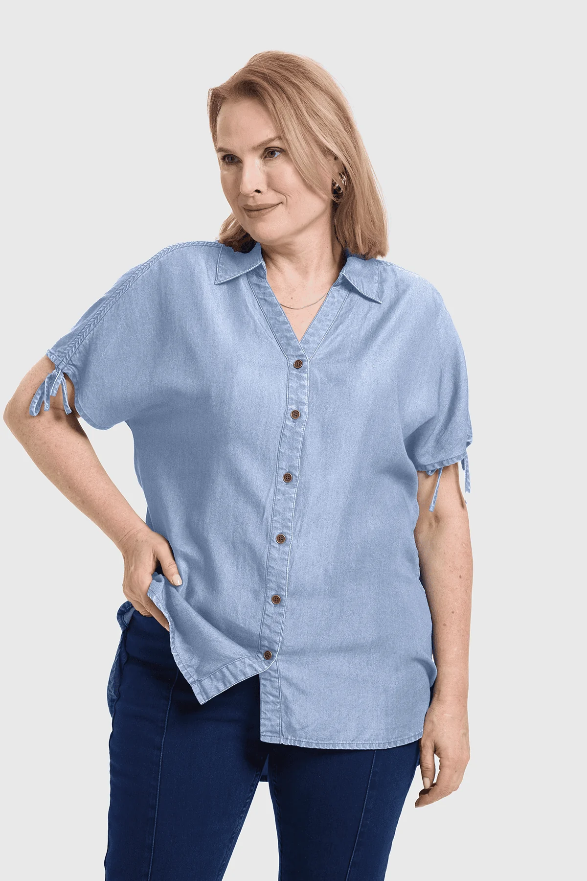 Blusa Mujer Con Ajustador Celeste - Image 2