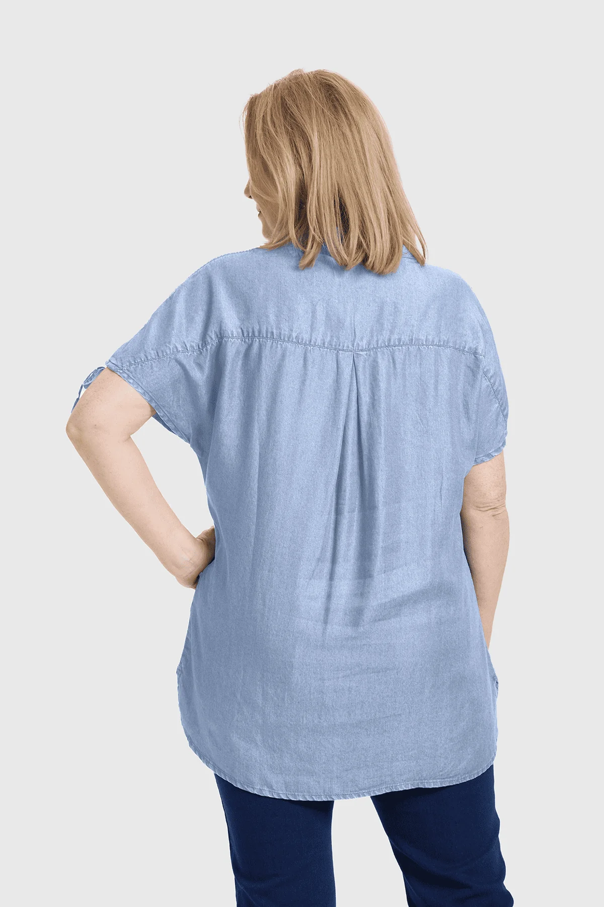 Blusa Mujer Con Ajustador Celeste - Image 3