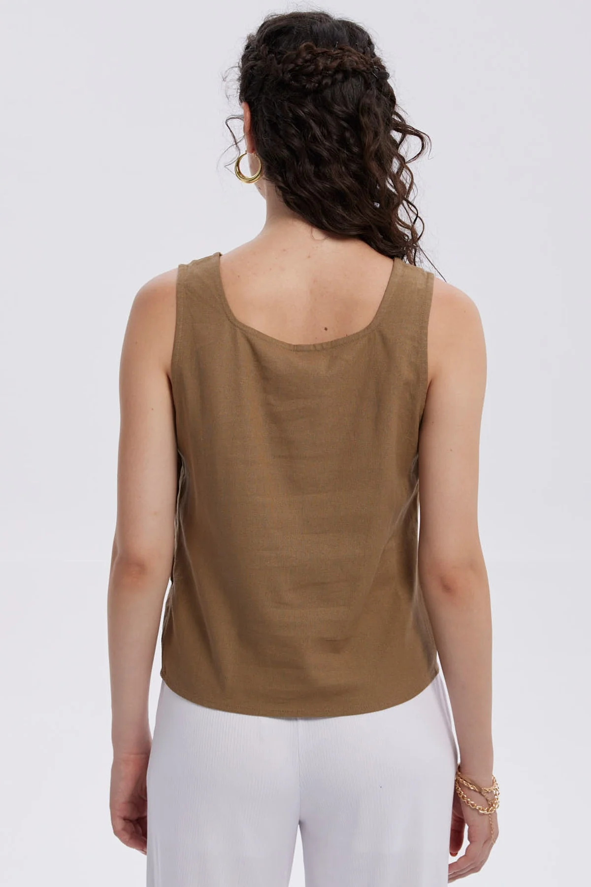 Blusa Mujer Escote Cuadrado Café Claro - Image 3