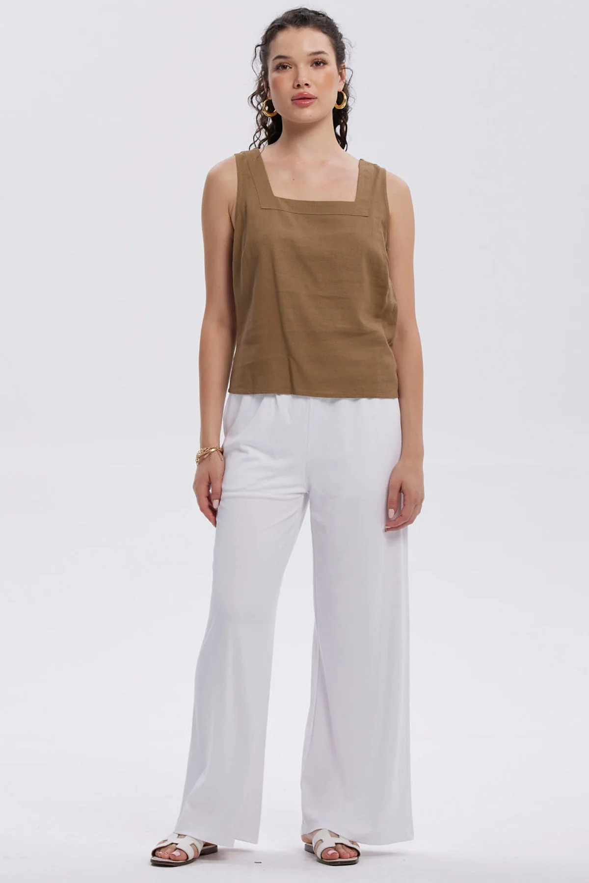 Blusa Mujer Escote Cuadrado Café Claro - Image 4