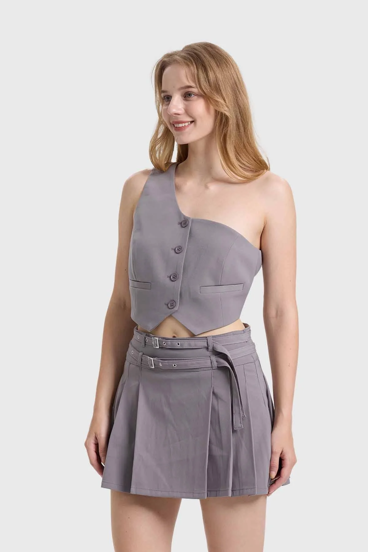 Blusa Mujer Gillette Asimétrico Gris - Image 2