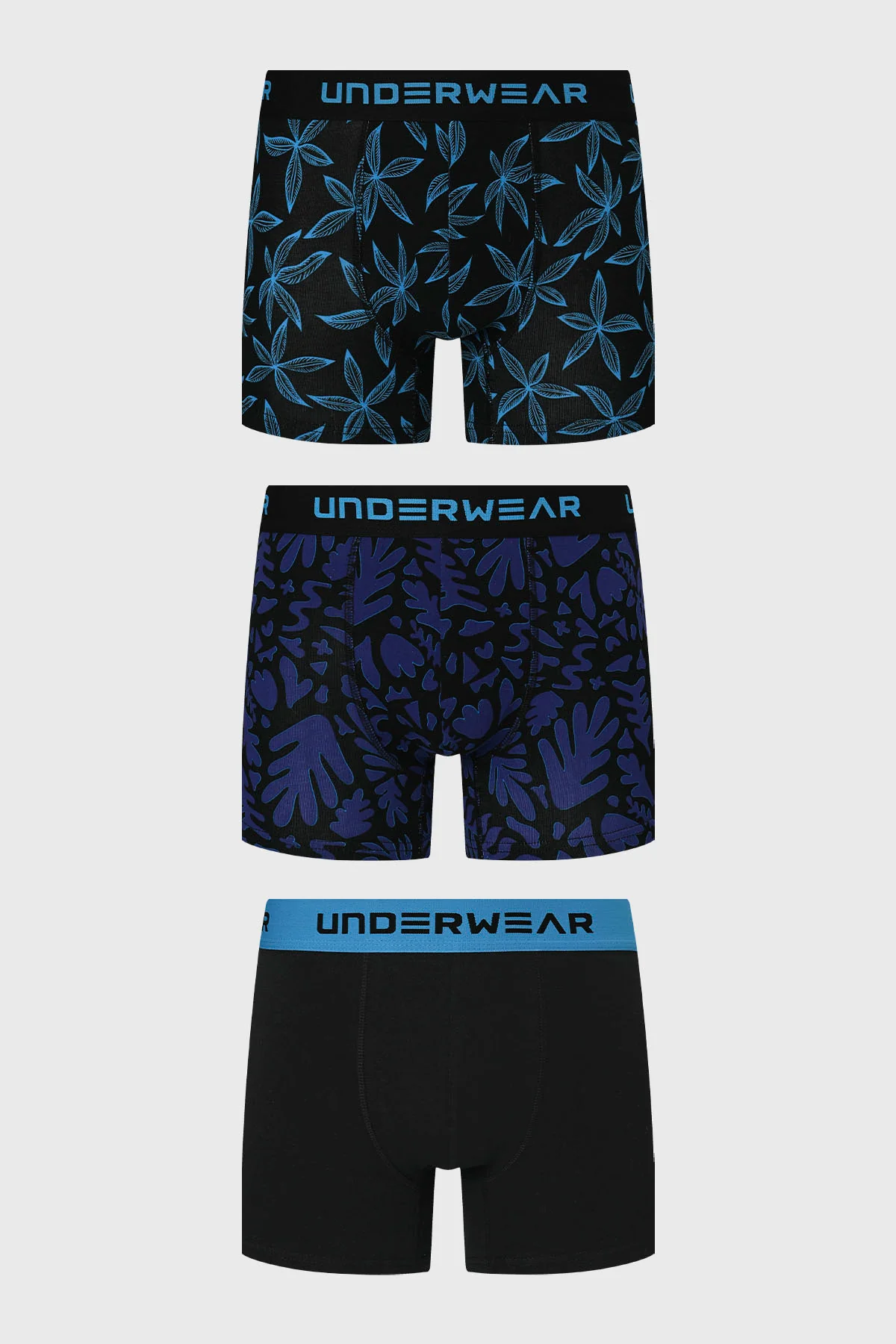 Boxer Hombre Tripack Liso Azul