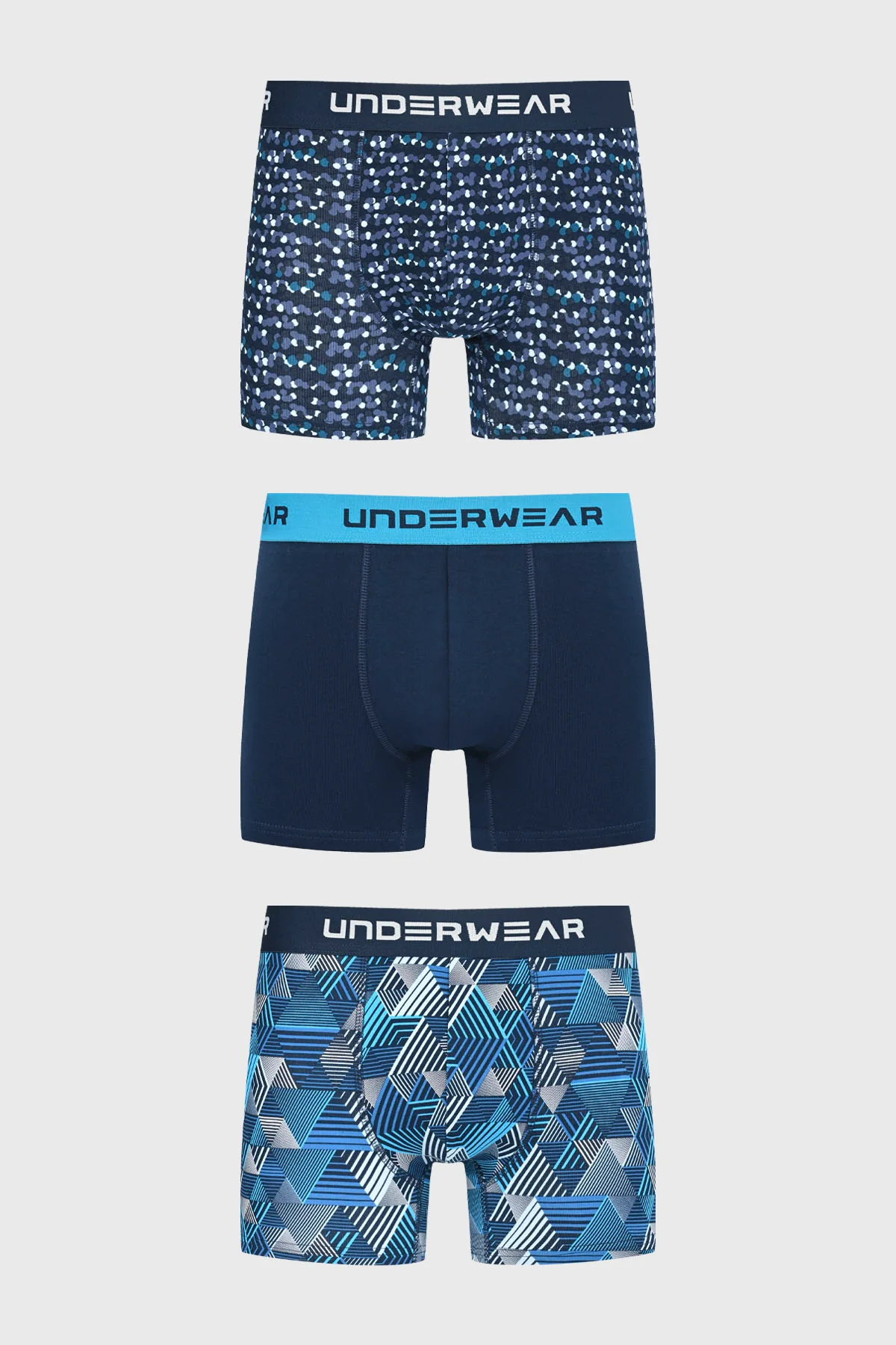 Boxer Hombre Tripack Liso Azul Marino
