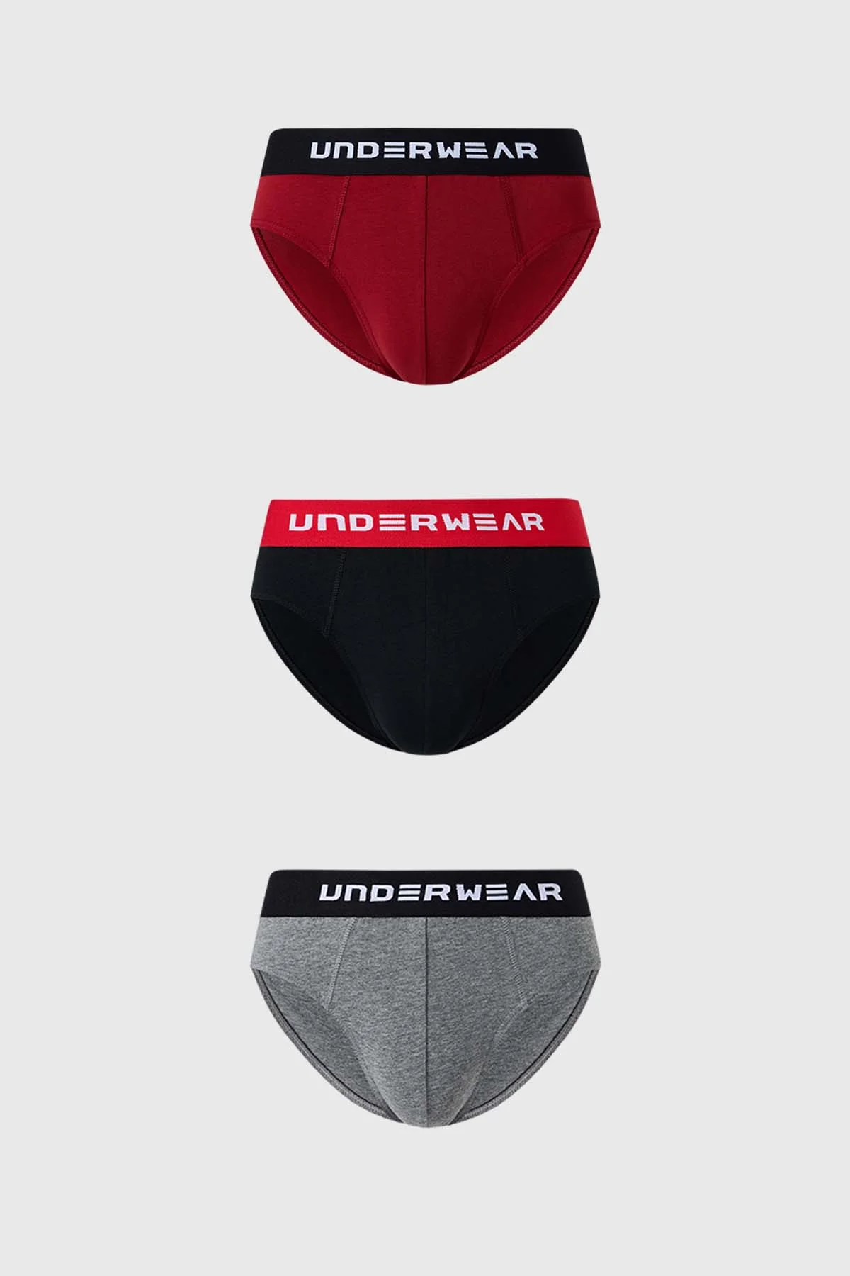 Boxer Hombre Tripack Liso Burdeo