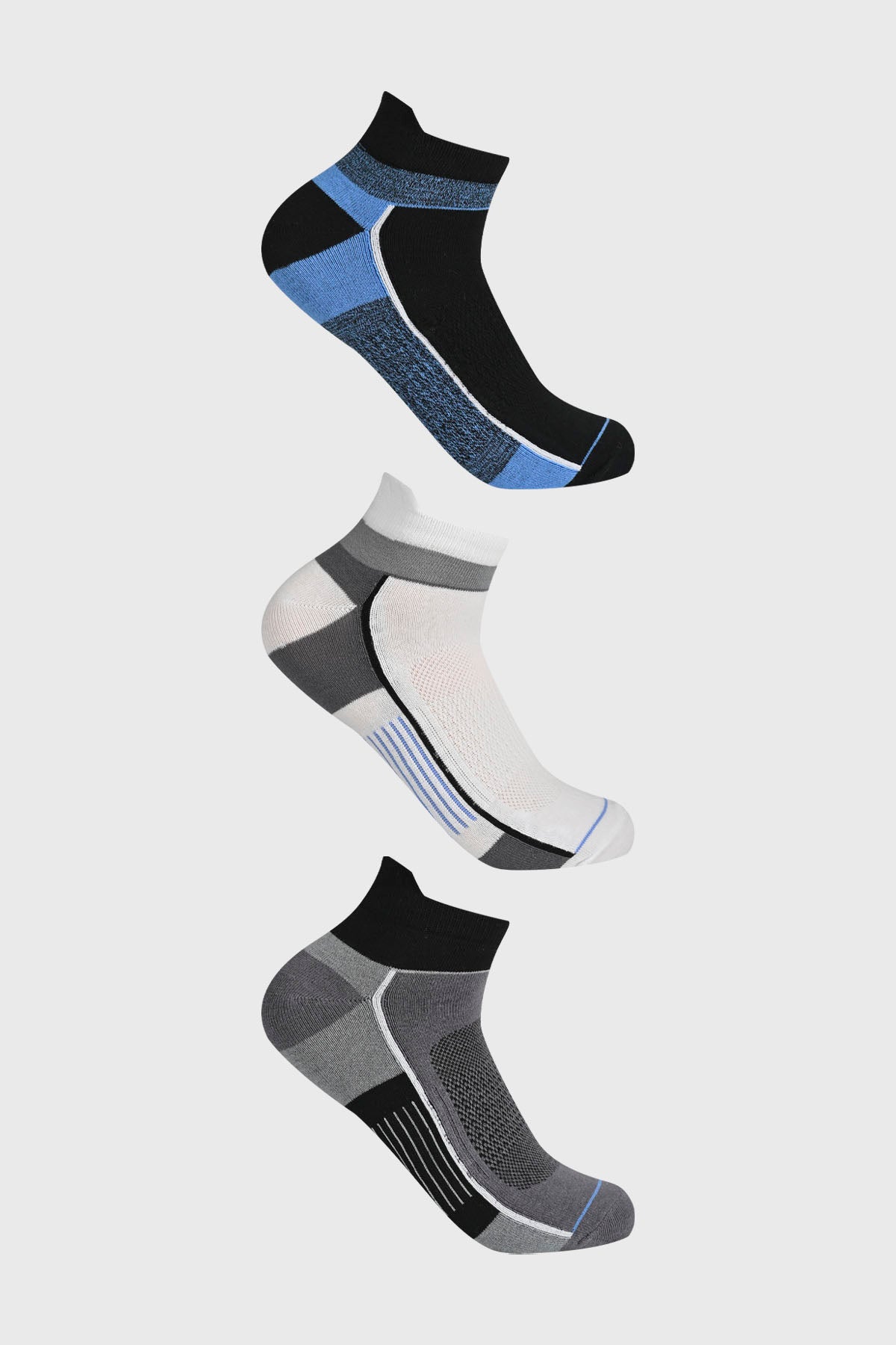 Calceta Deportiva Hombre Tripack Gris