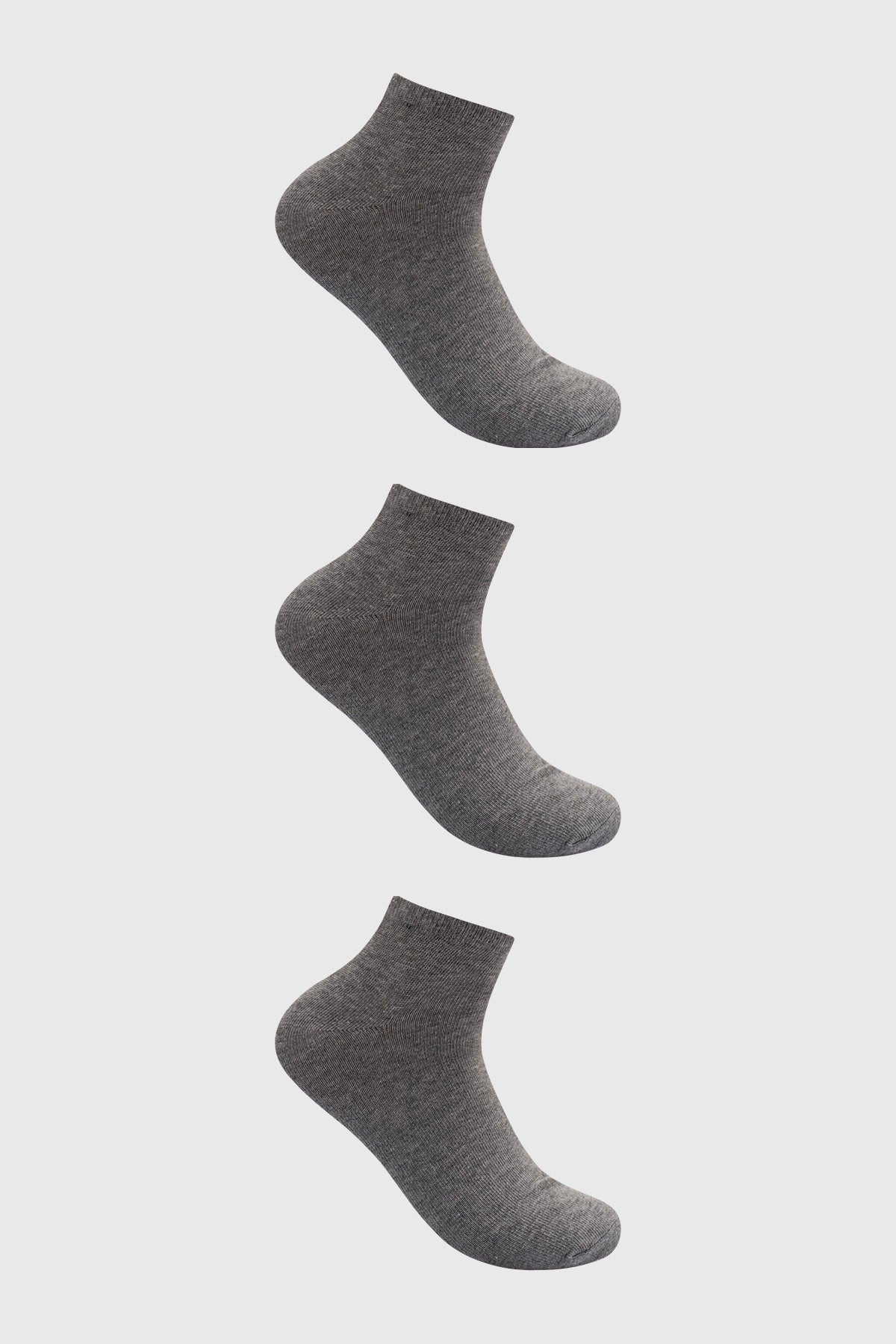 Calceta Deportiva Hombre Tripack Gris Melange
