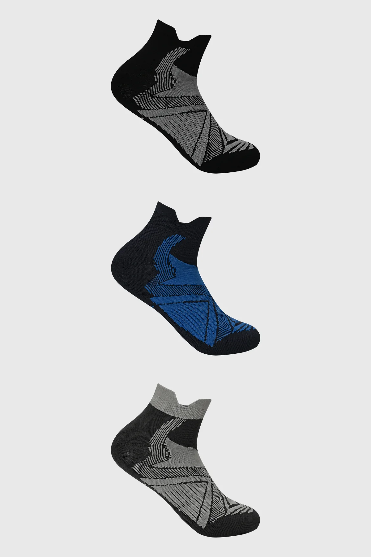 Calceta Deportiva Hombre Tripack Gris Oscuro
