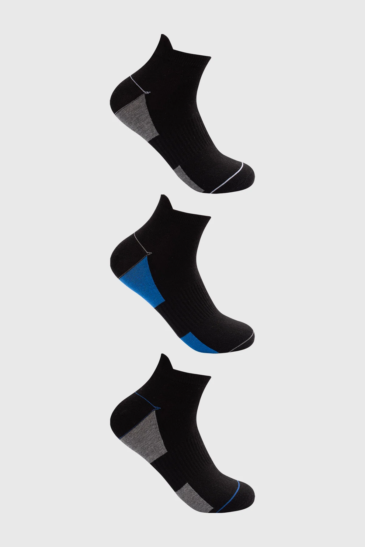 Calceta Deportiva Hombre Tripack Negro