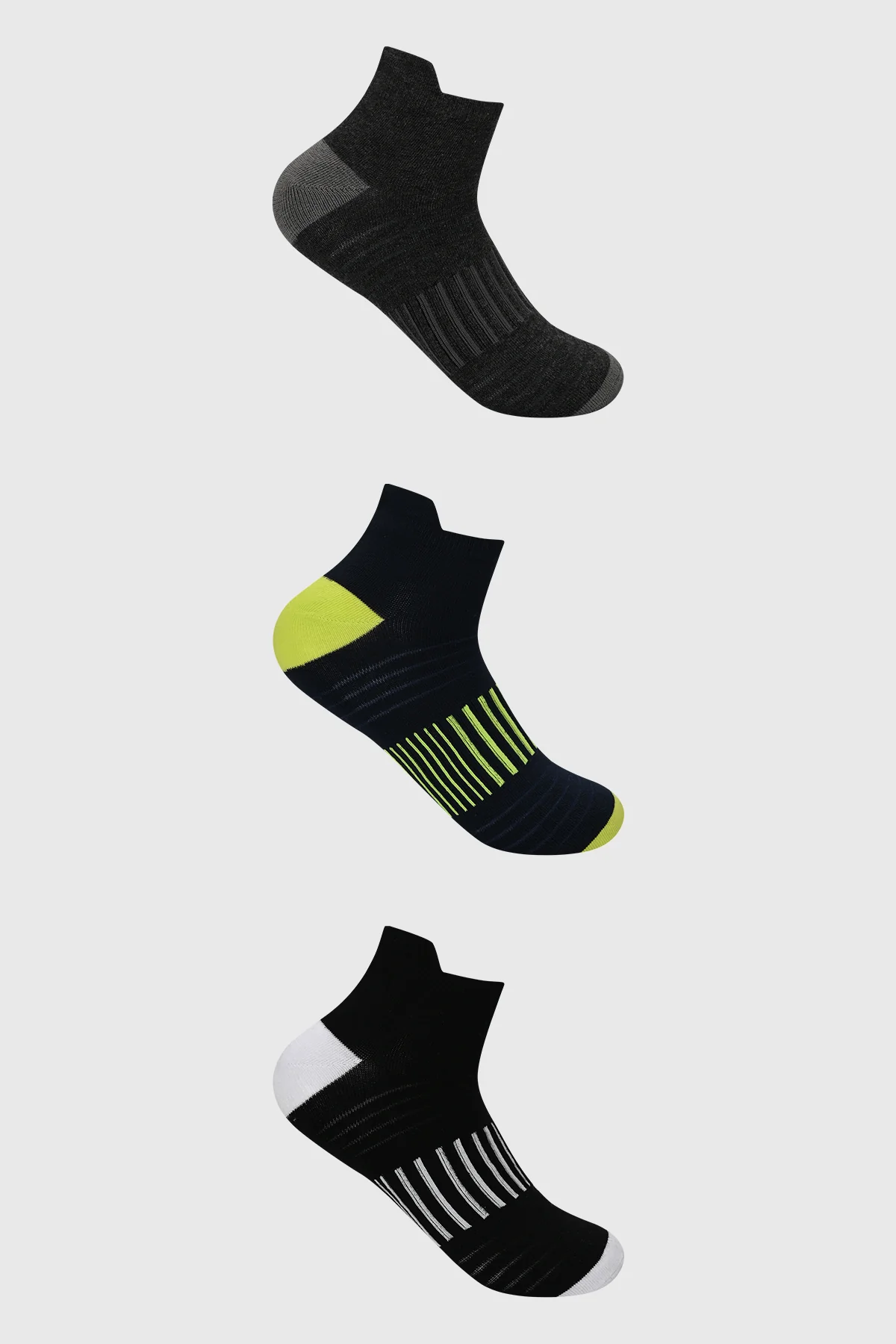 Calceta Deportiva Hombre Tripack Negro