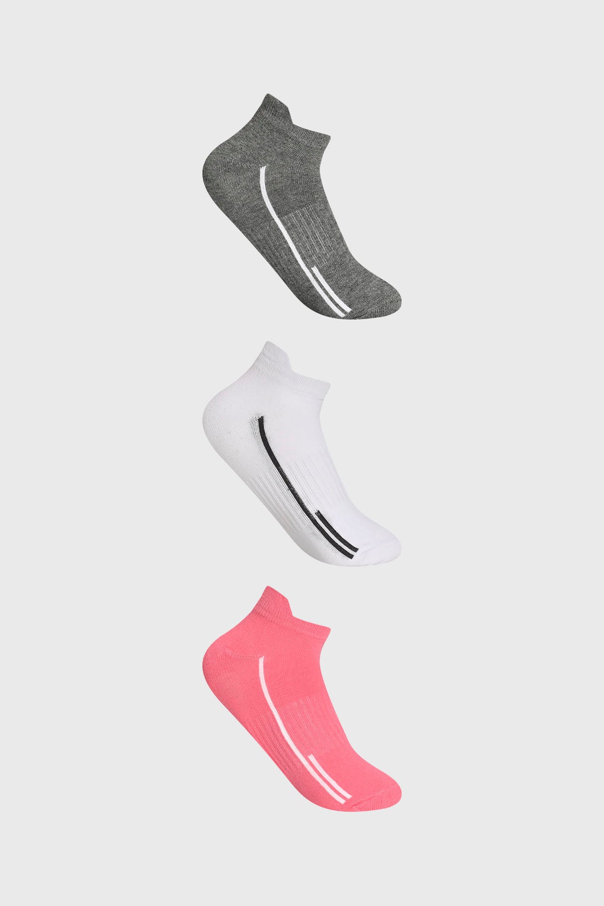 Calceta Deportiva Mujer Tripack Coral