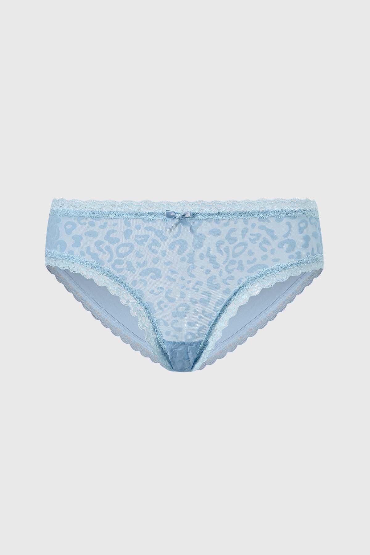 Calzón Mujer Bikini Detalle Encaje Azul Claro
