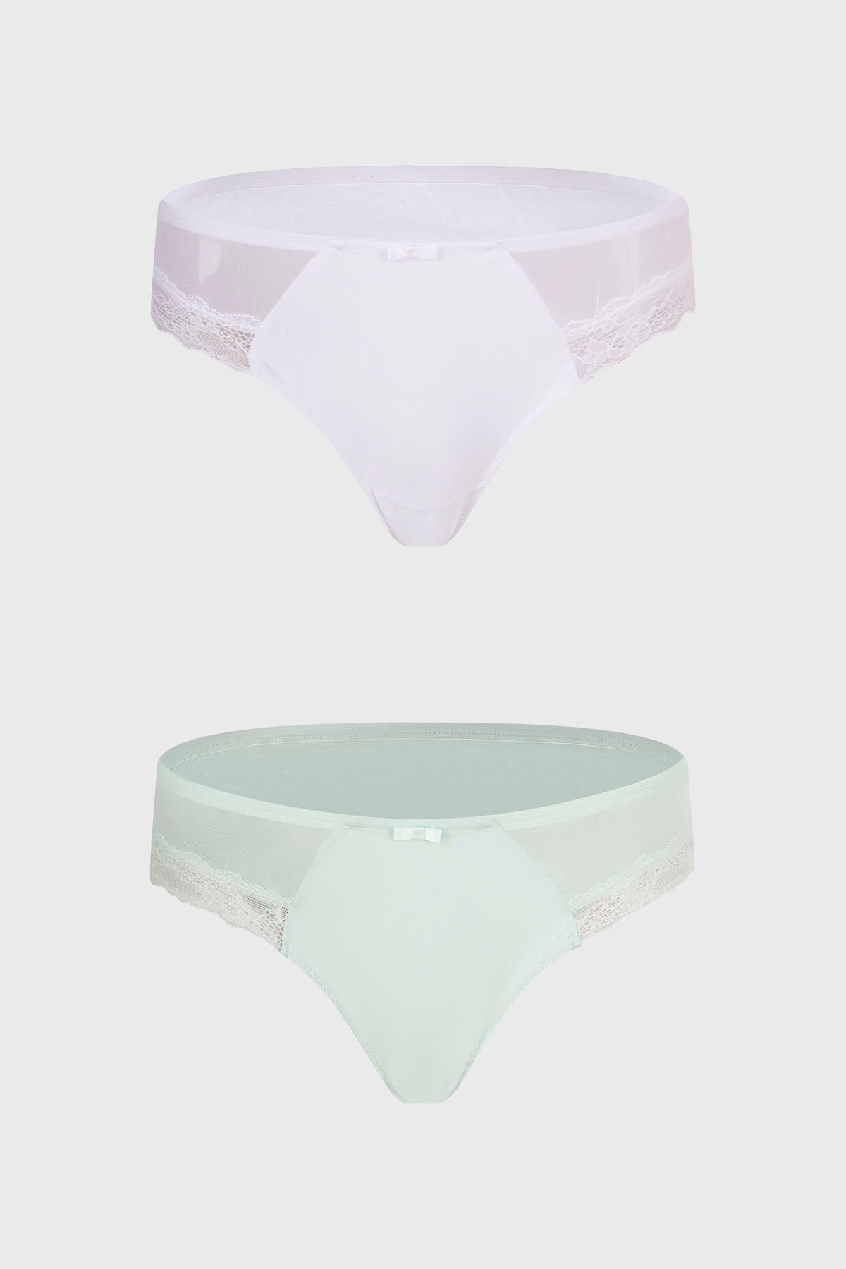 Calzón Mujer Bipack Bikini Detalle Mesh Menta
