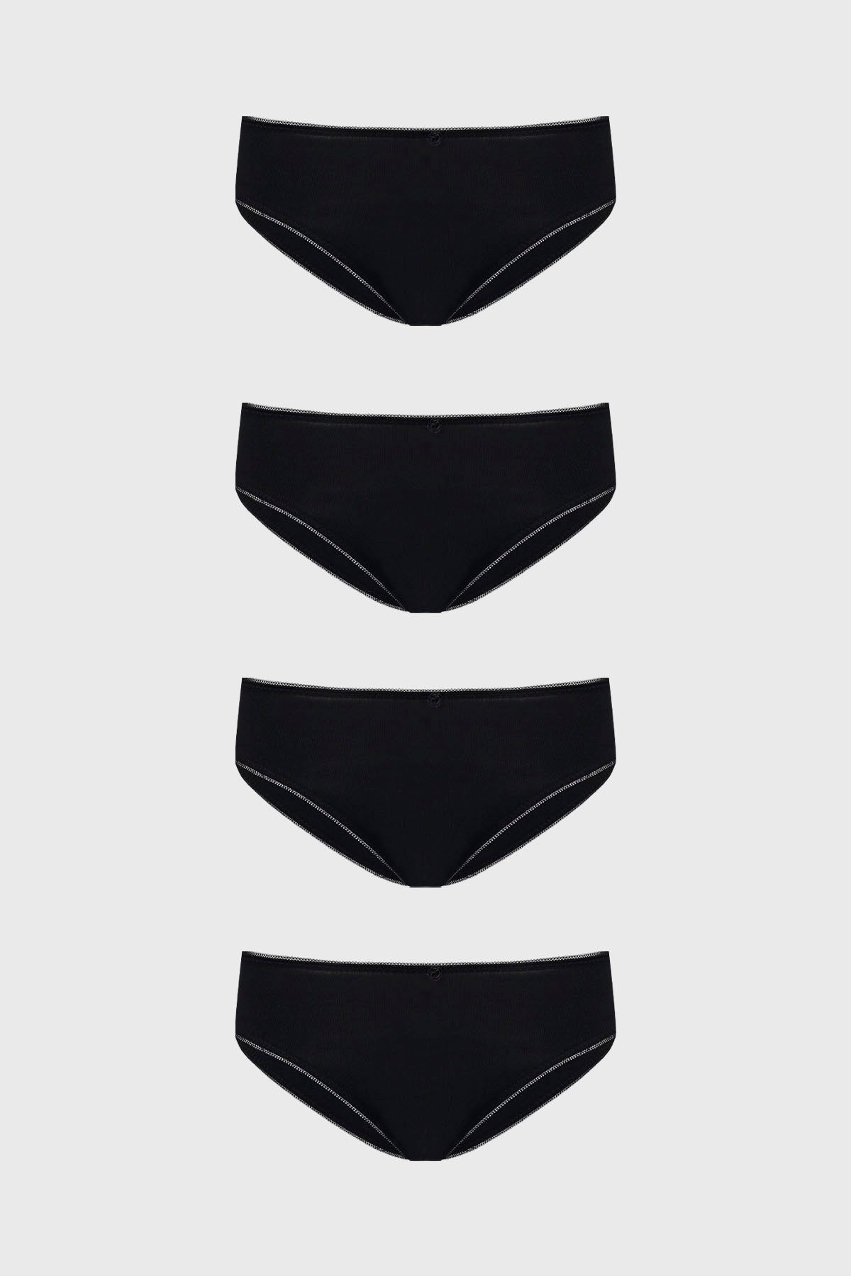 Calzón Mujer Pack4 Bikini Liso Negro