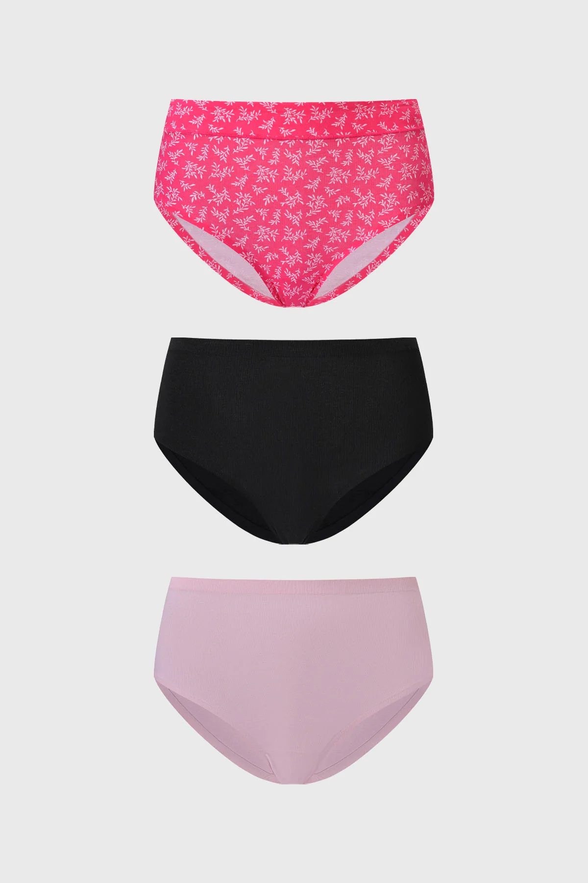 Calzón Mujer Tiro Alto Tripack Algodón Fucsia