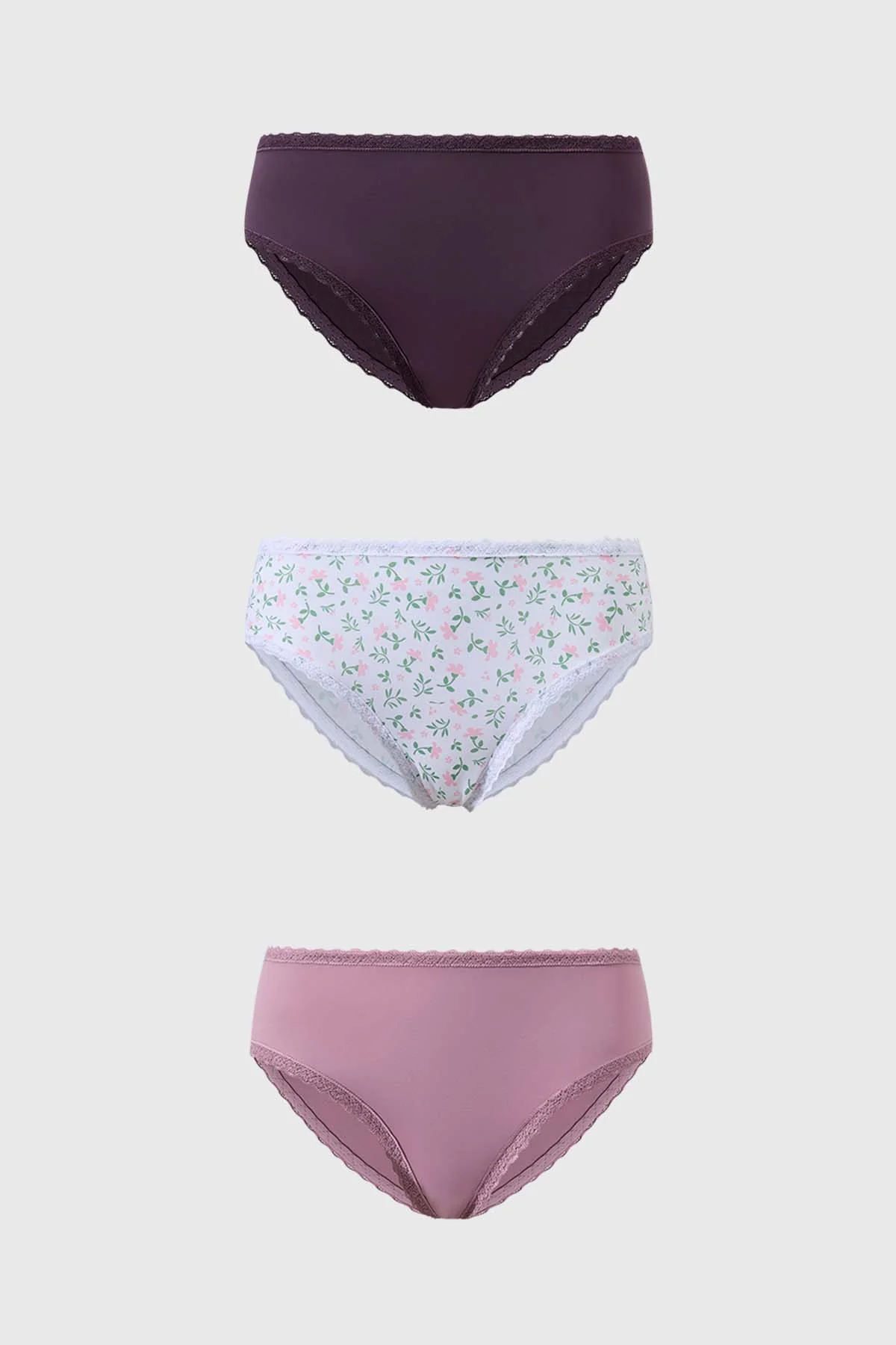 Calzón Mujer Tripack Bikini Estampado Blanco