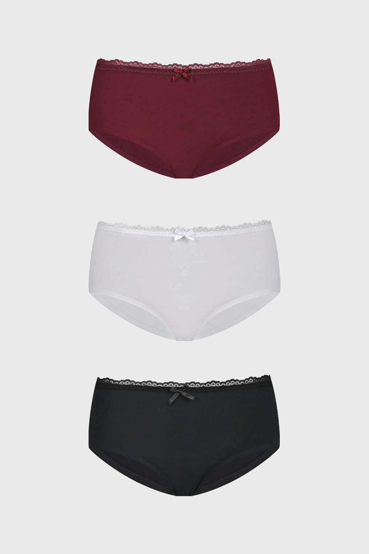 Calzón Mujer Tripack Pantaleta Detalle Encaje Café