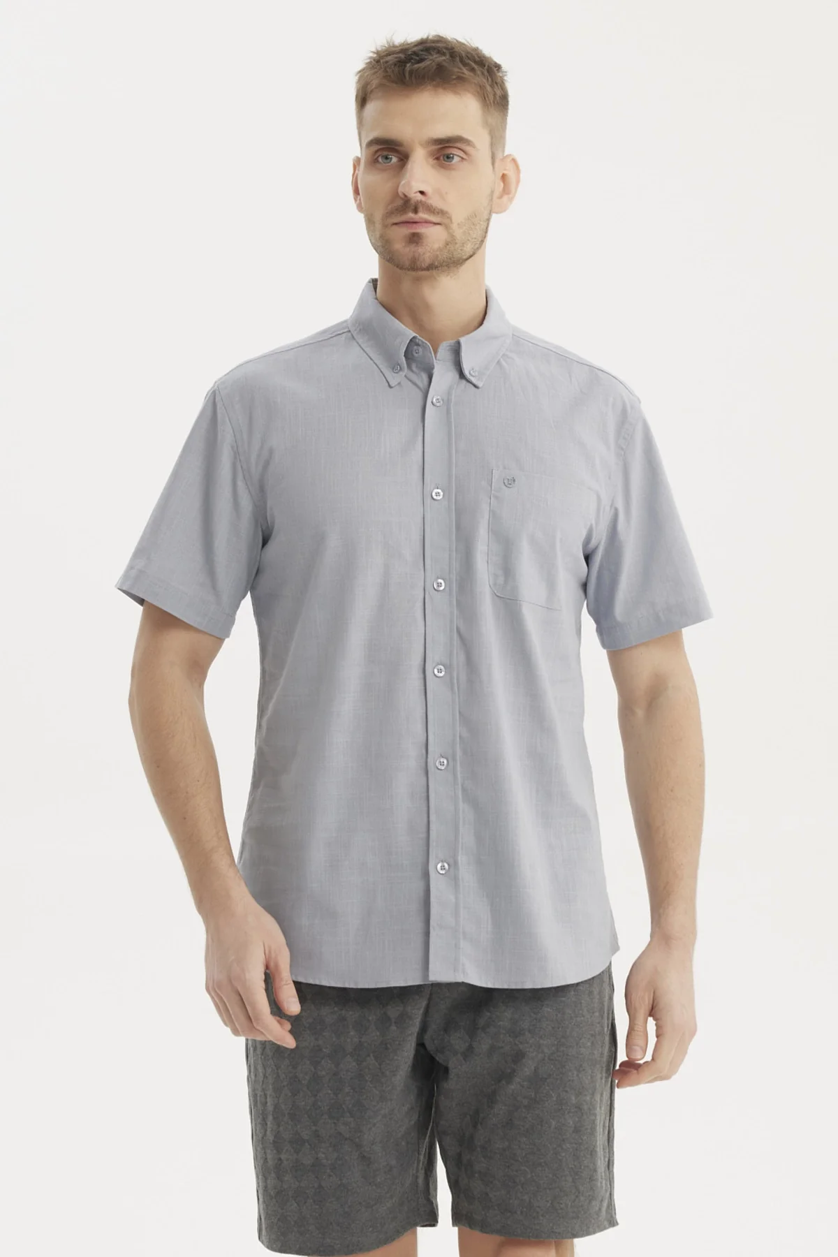Camisa Hombre Cuello Camisero Azul