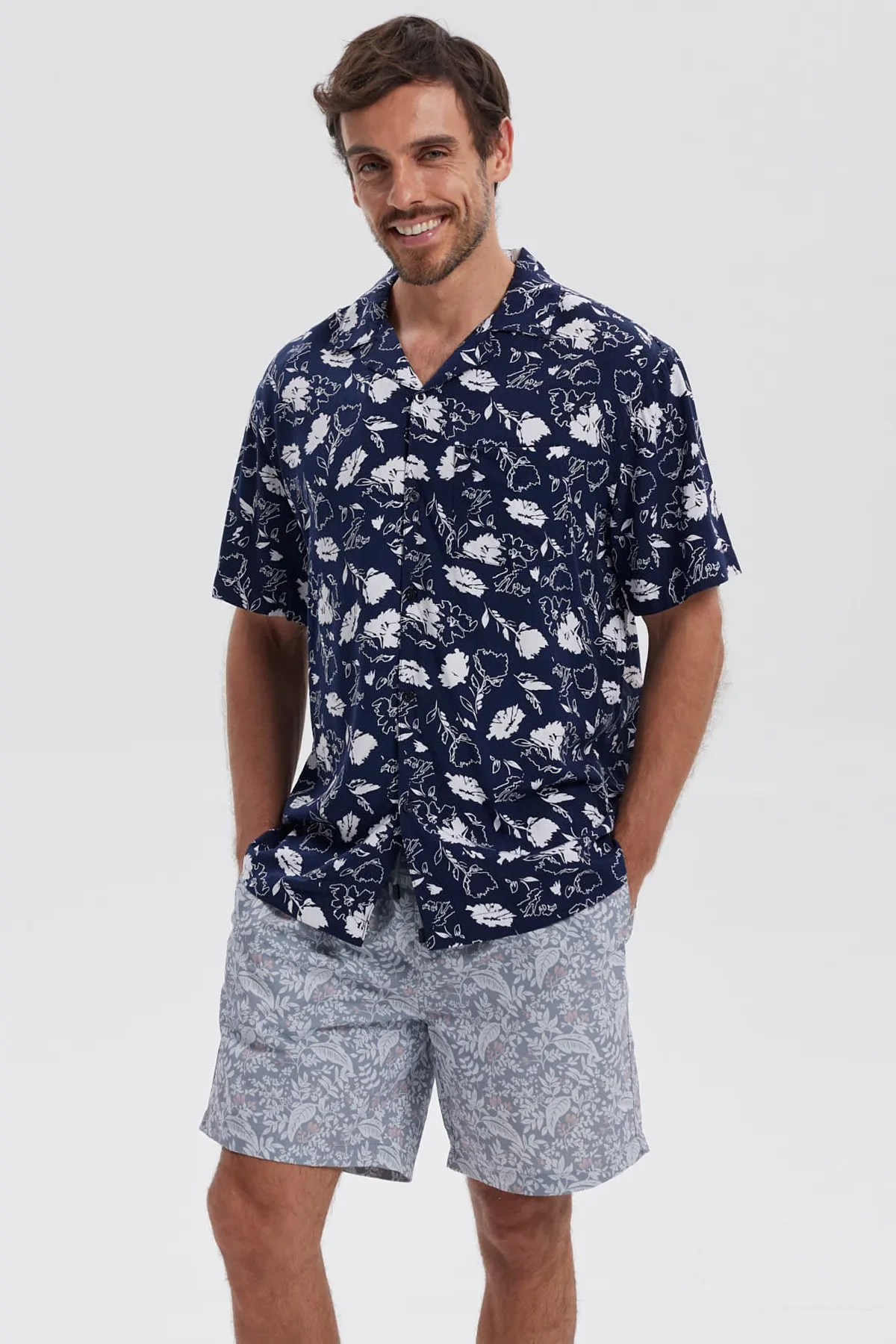 Camisa Hombre Print Azul Marino
