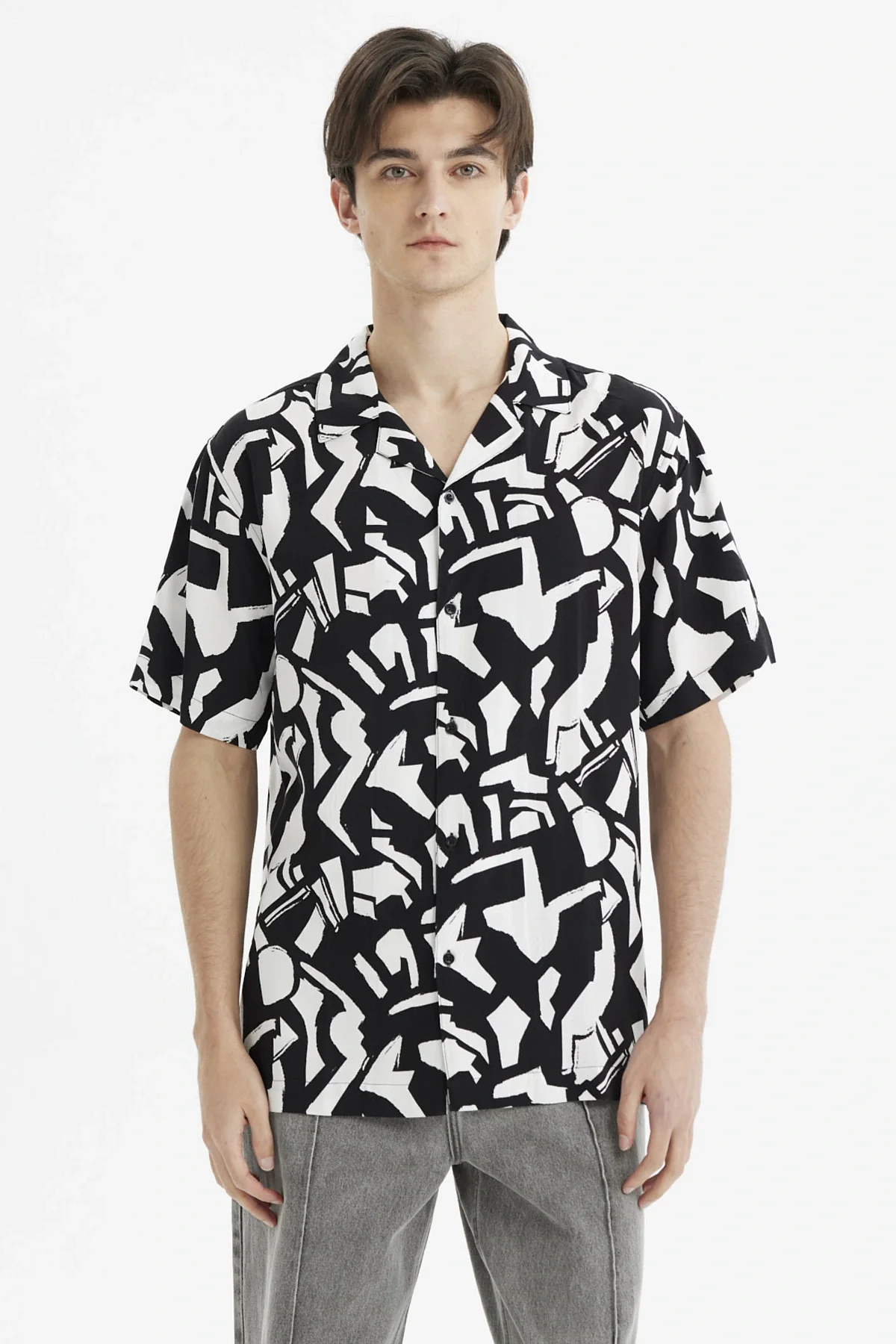 Camisa Hombre Rapport Geométrico Negro