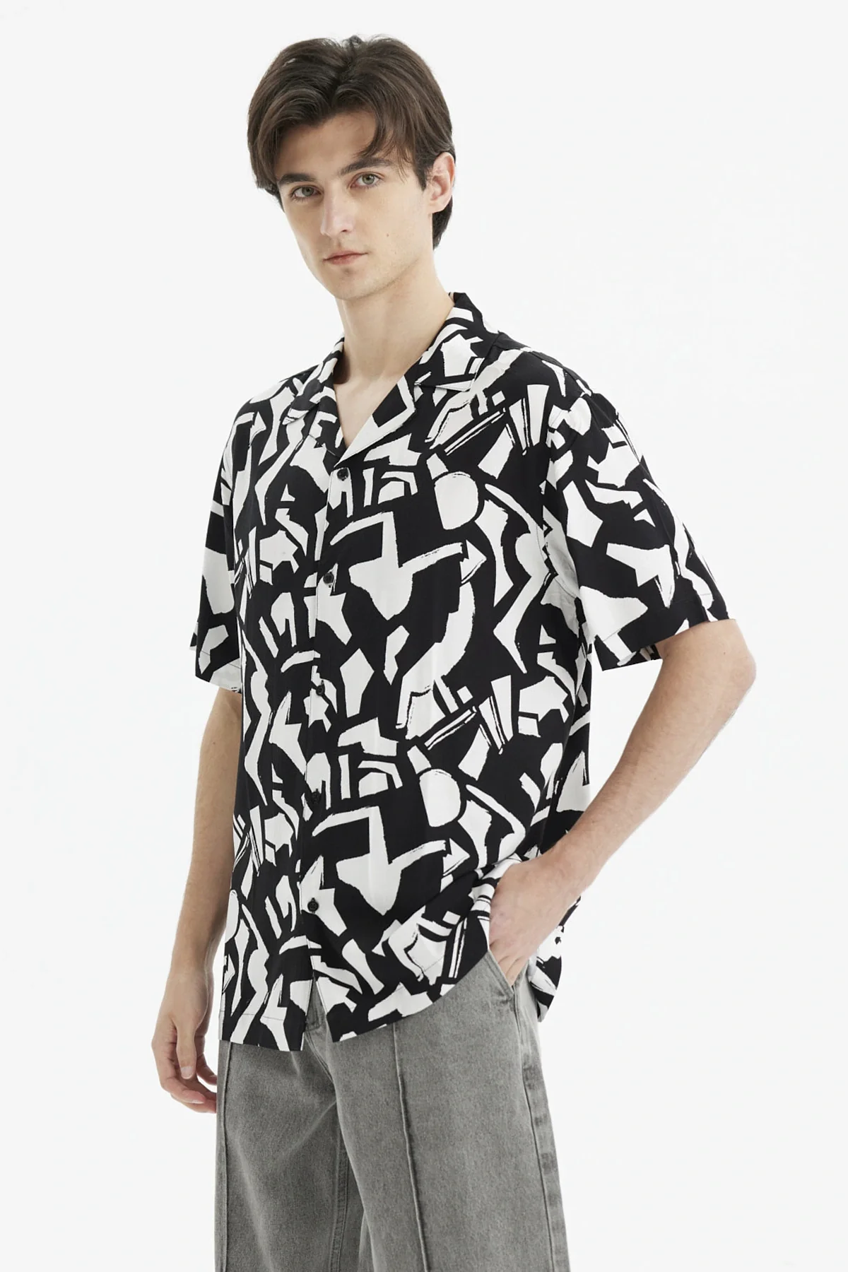 Camisa Hombre Rapport Geométrico Negro - Image 2