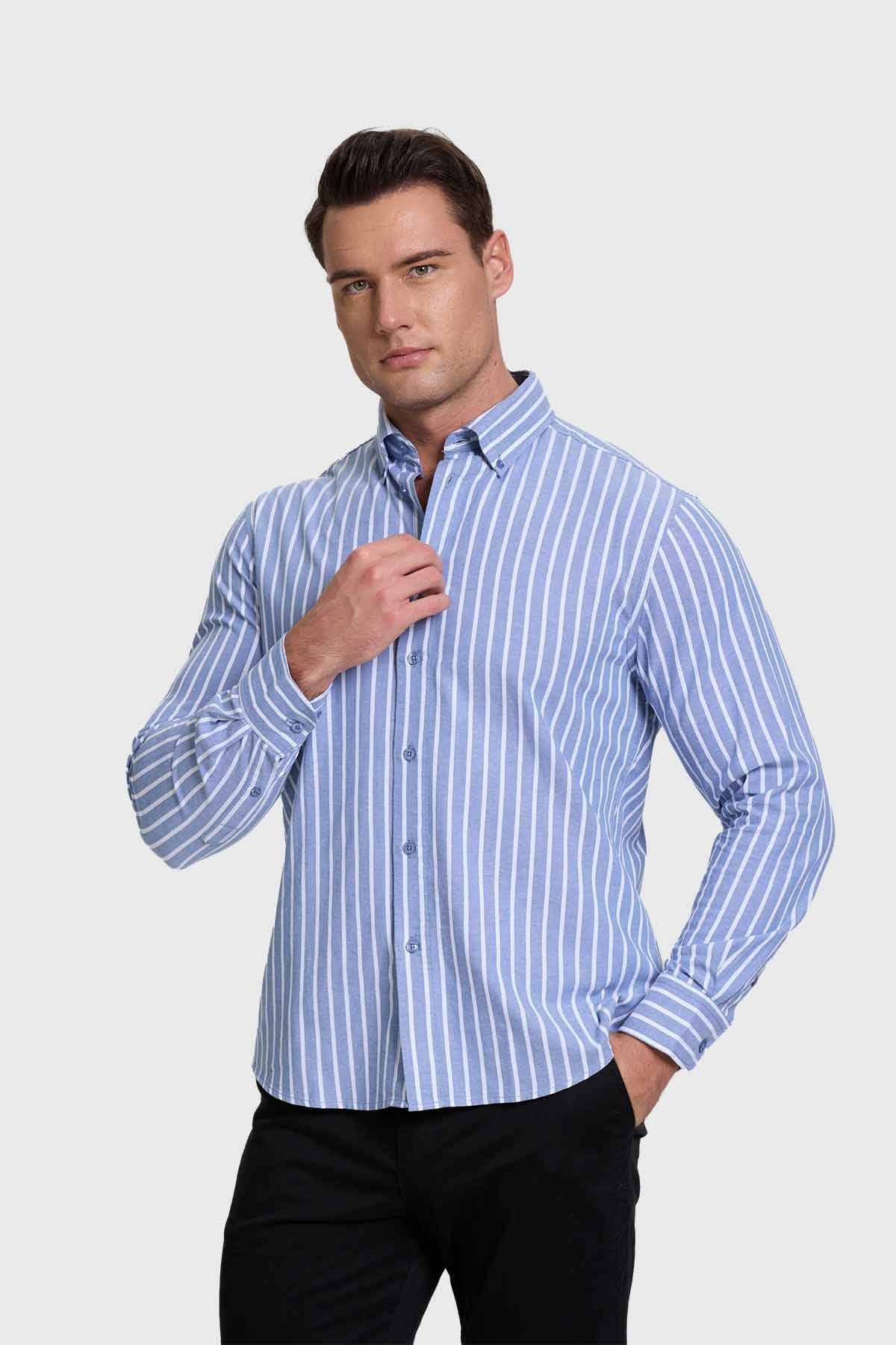 Camisa Hombre Rayas Azul - Image 2