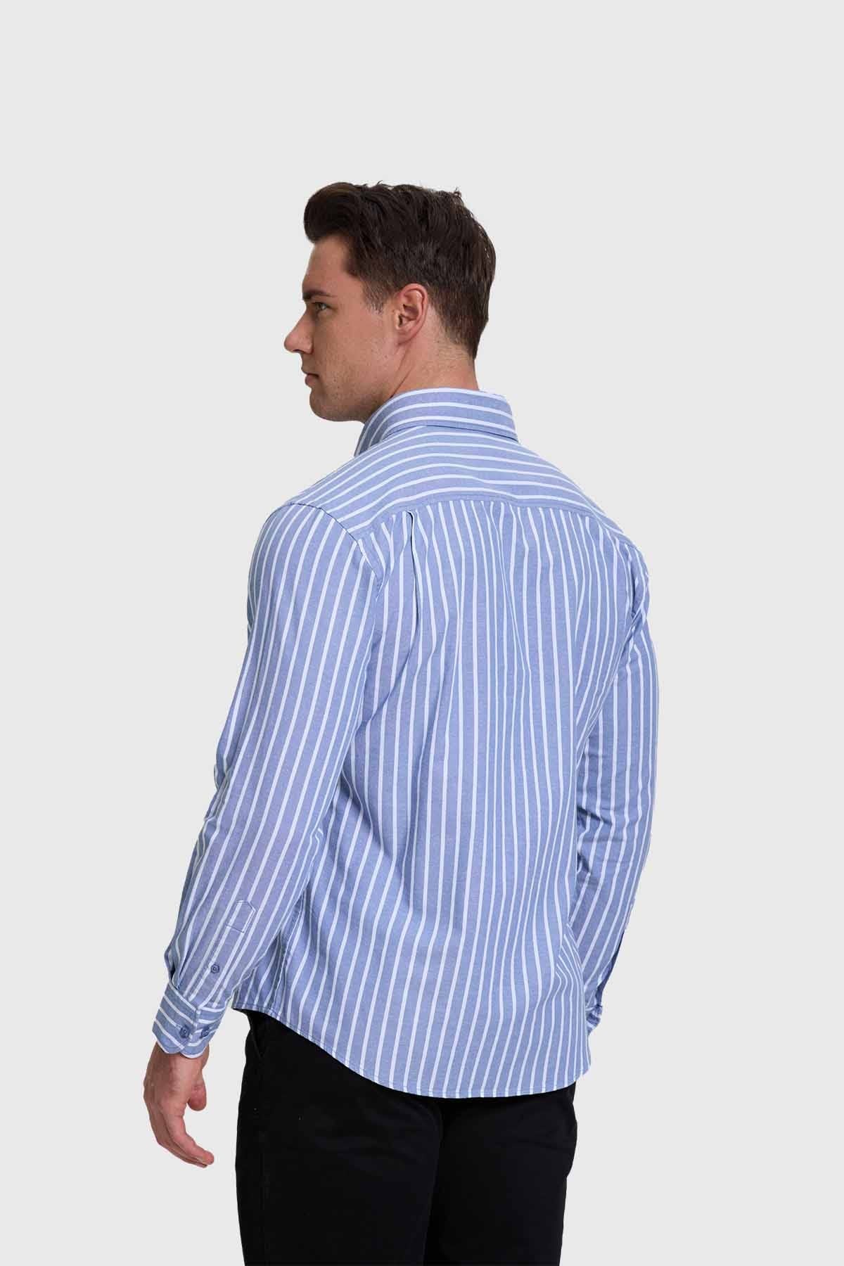 Camisa Hombre Rayas Azul - Image 3