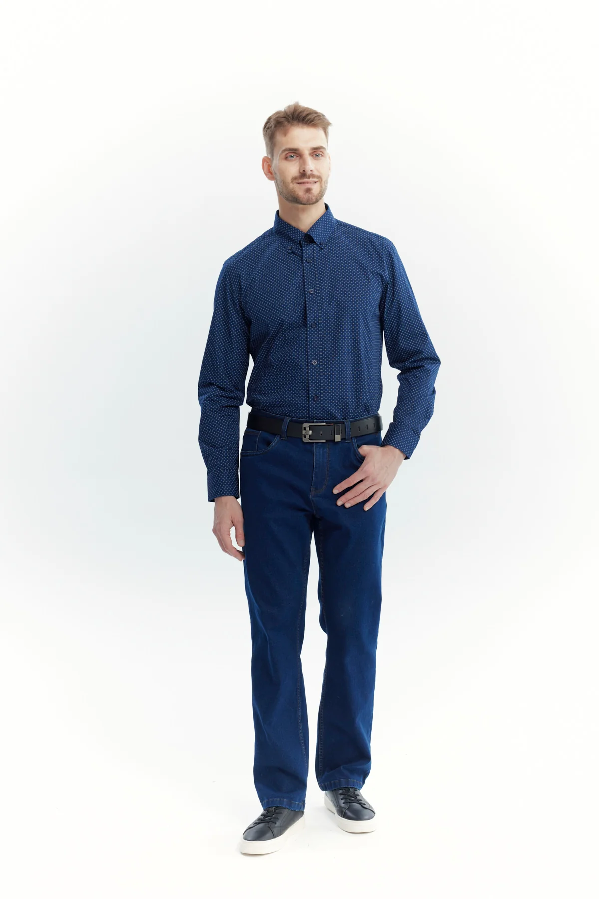 Camisa Hombre Regular Azul Marino - Image 4