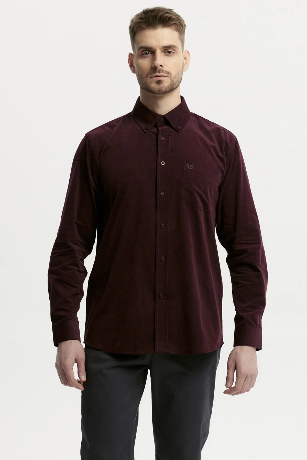 Camisa Hombre Slim Burdeo