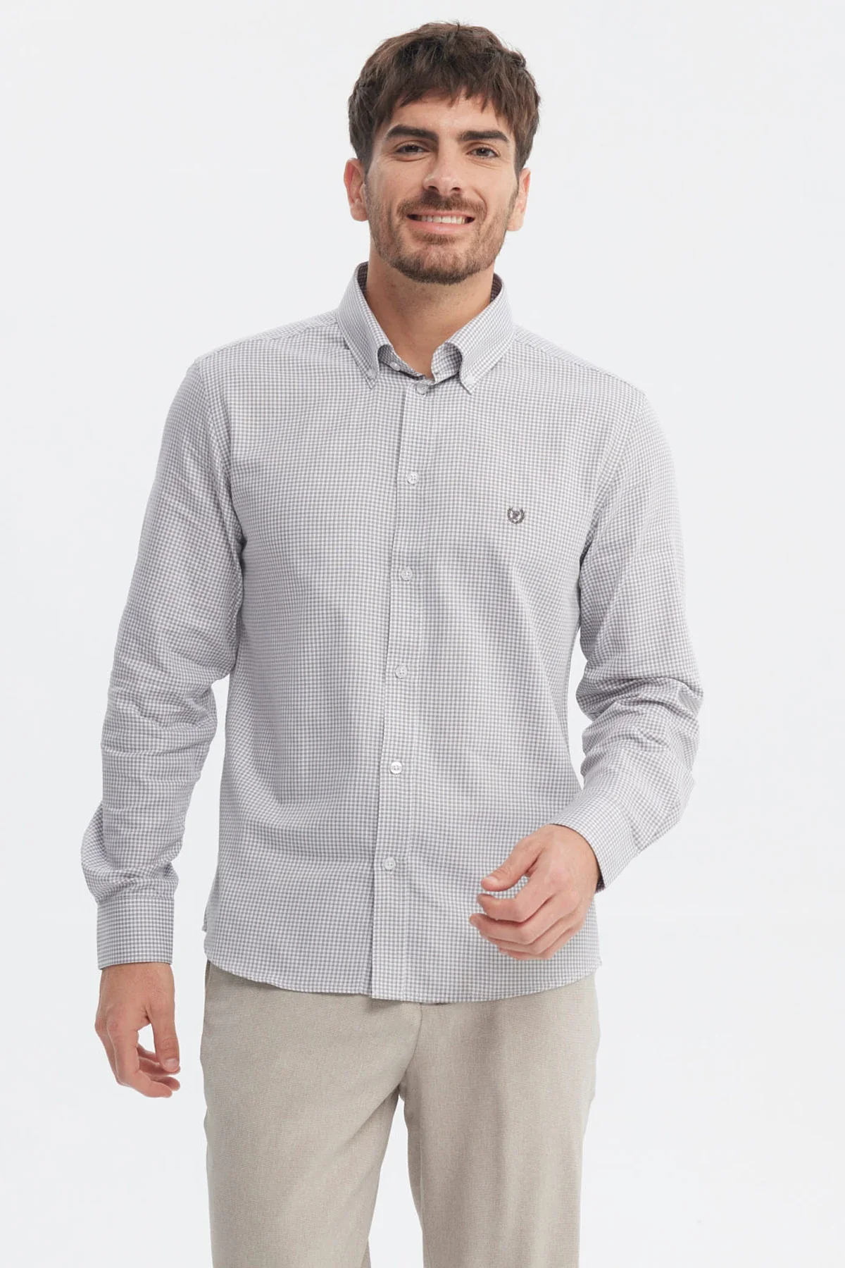 Camisa Hombre Slim Gris Claro