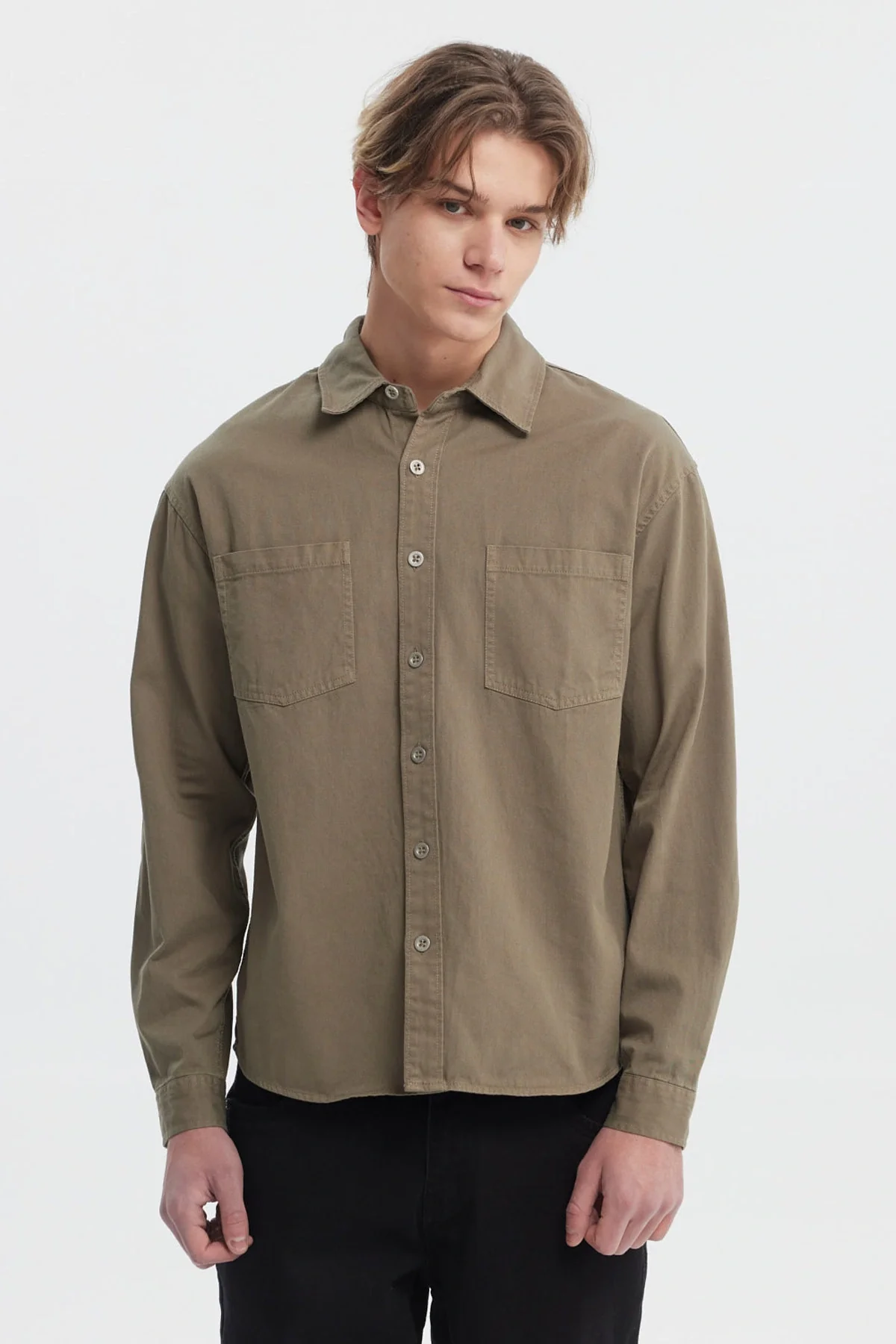 Camisa Hombre Sobrecamisa Verde Militar
