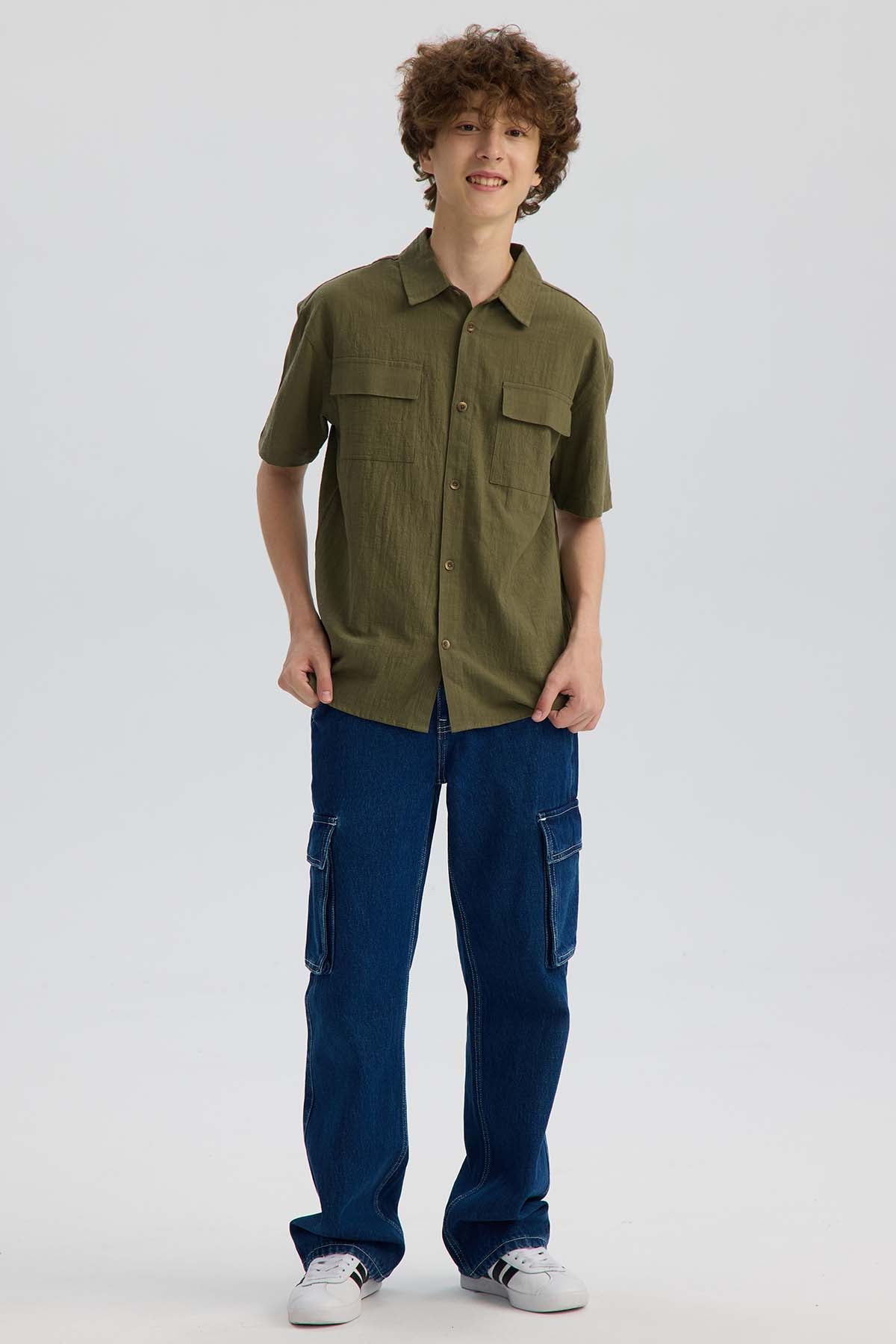 Camisa Niño Con Bolsillo Verde Militar - Image 4