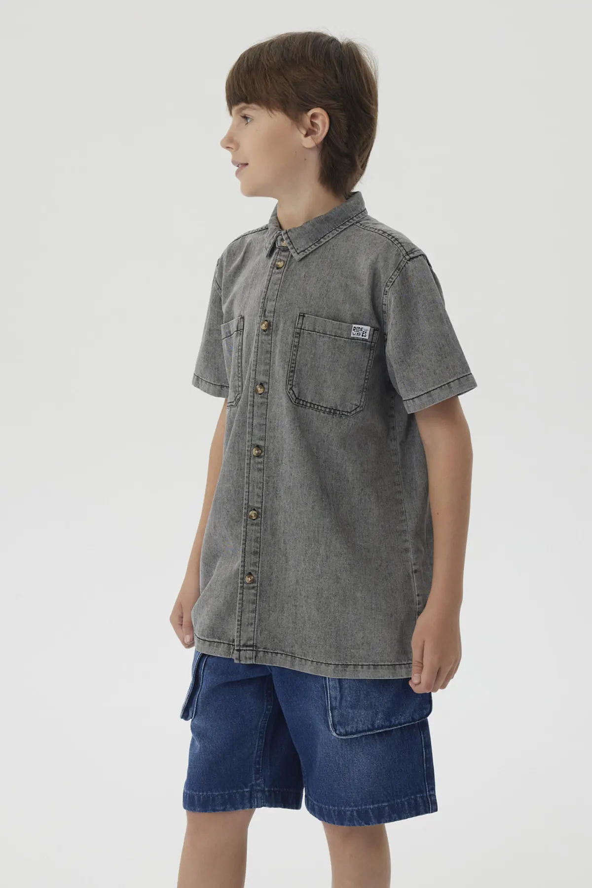 Camisa Niño Teen Denim Gris - Image 2