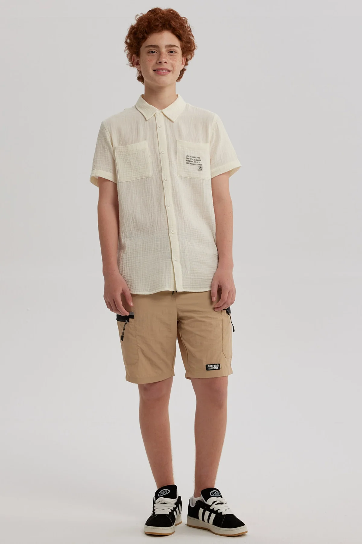 Camisa Niño Texto En Bolsillo Crudo - Image 4