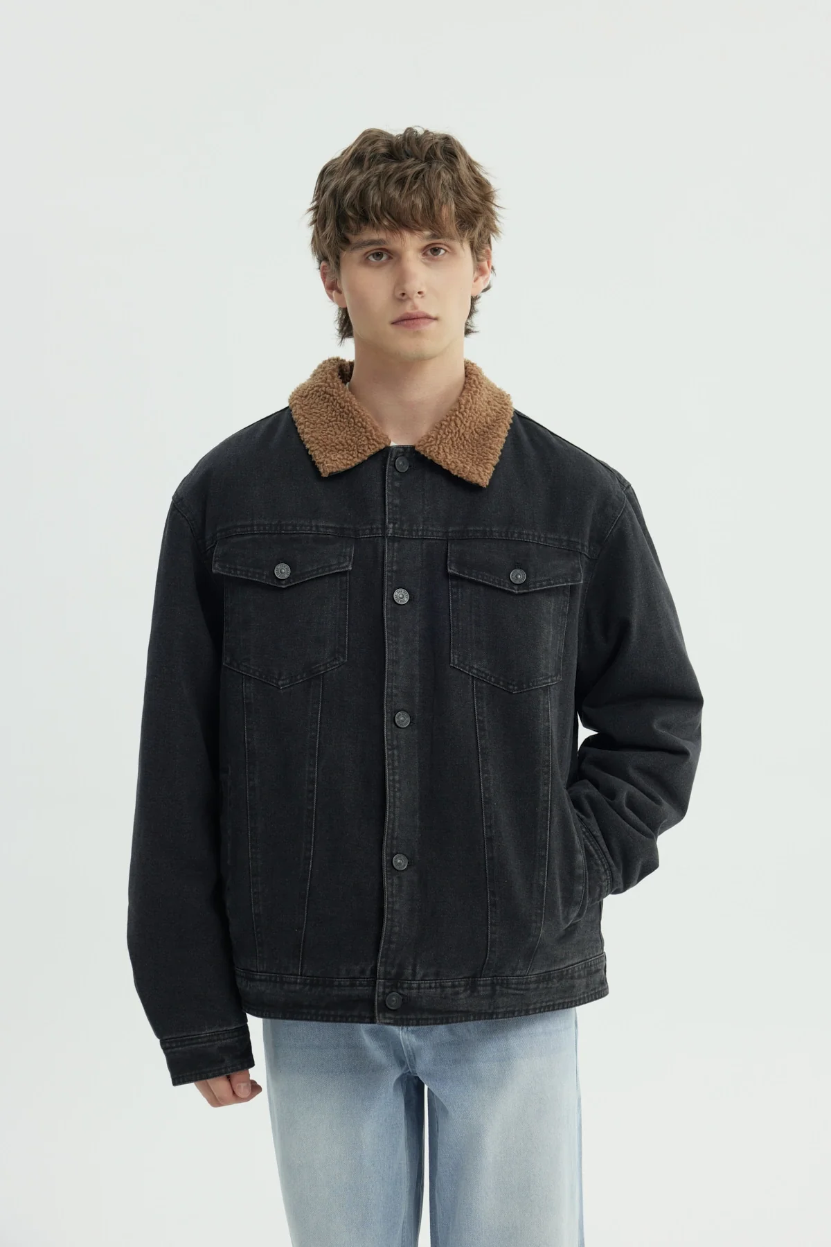 Chaqueta Hombre Cuello Camisero Negro