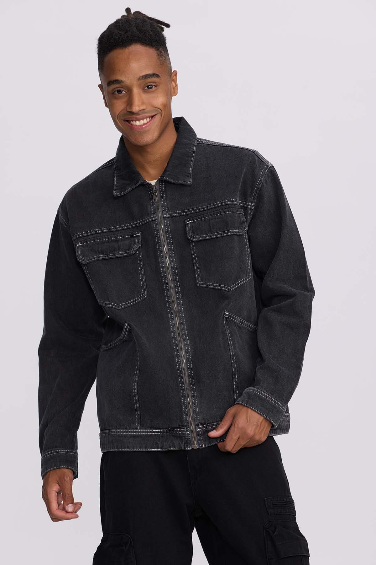 Chaqueta Hombre Doble Bolsillo Gris - Image 2