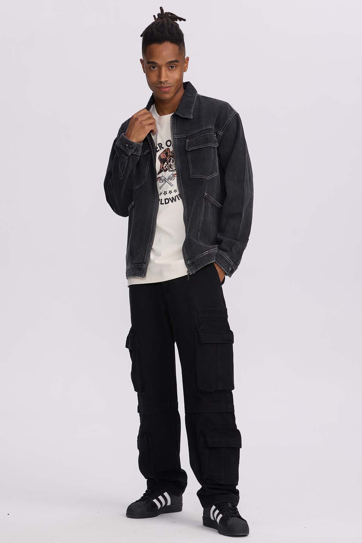 Chaqueta Hombre Doble Bolsillo Gris - Image 4