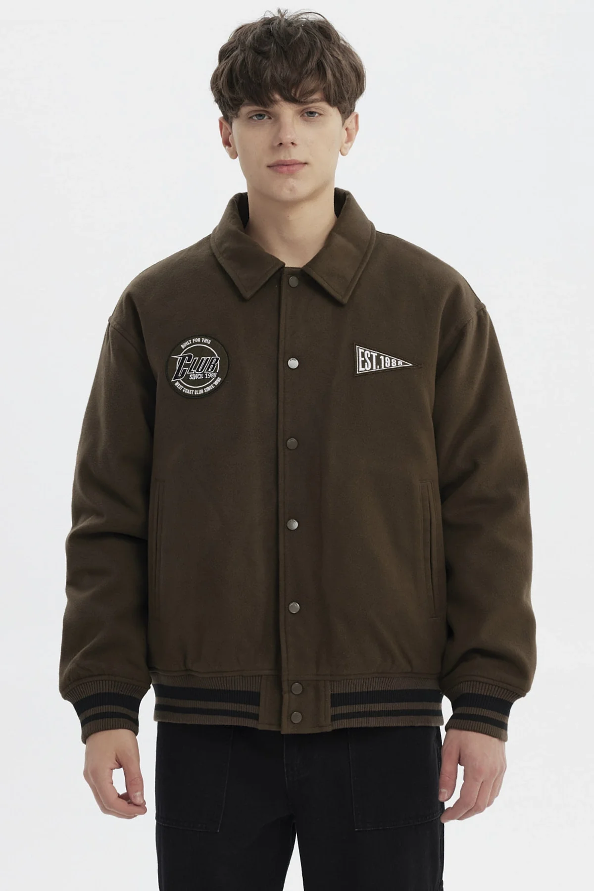 Chaqueta Hombre Slim Cuello Camisero Verde Militar