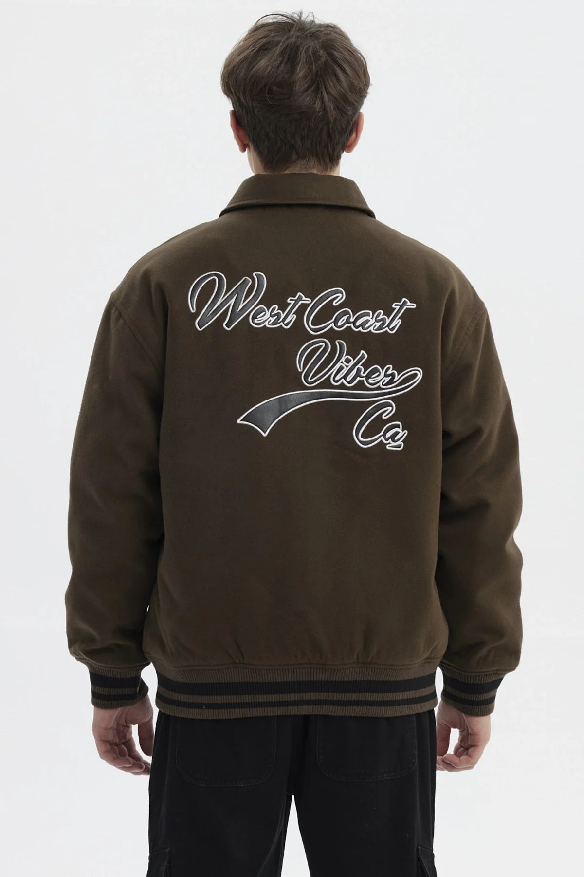 Chaqueta Hombre Slim Cuello Camisero Verde Militar - Image 3