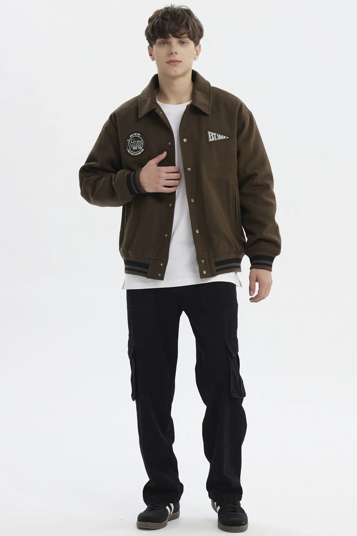 Chaqueta Hombre Slim Cuello Camisero Verde Militar - Image 4