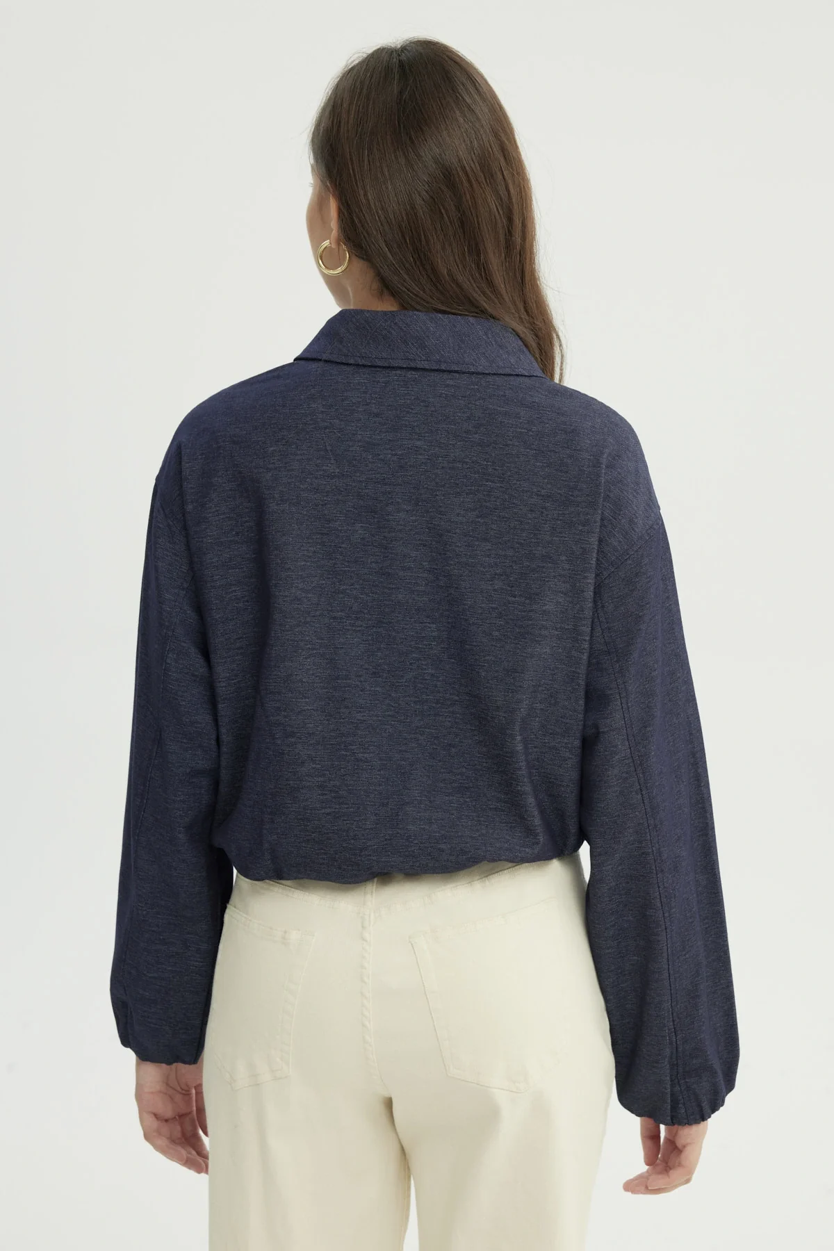 Chaqueta Mujer Classic Cuello Camisero Azul - Image 3