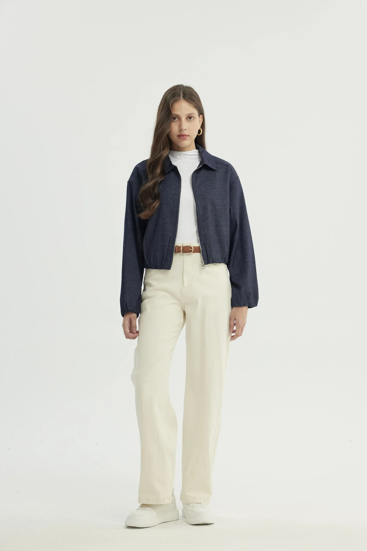 Chaqueta Mujer Classic Cuello Camisero Azul - Image 4