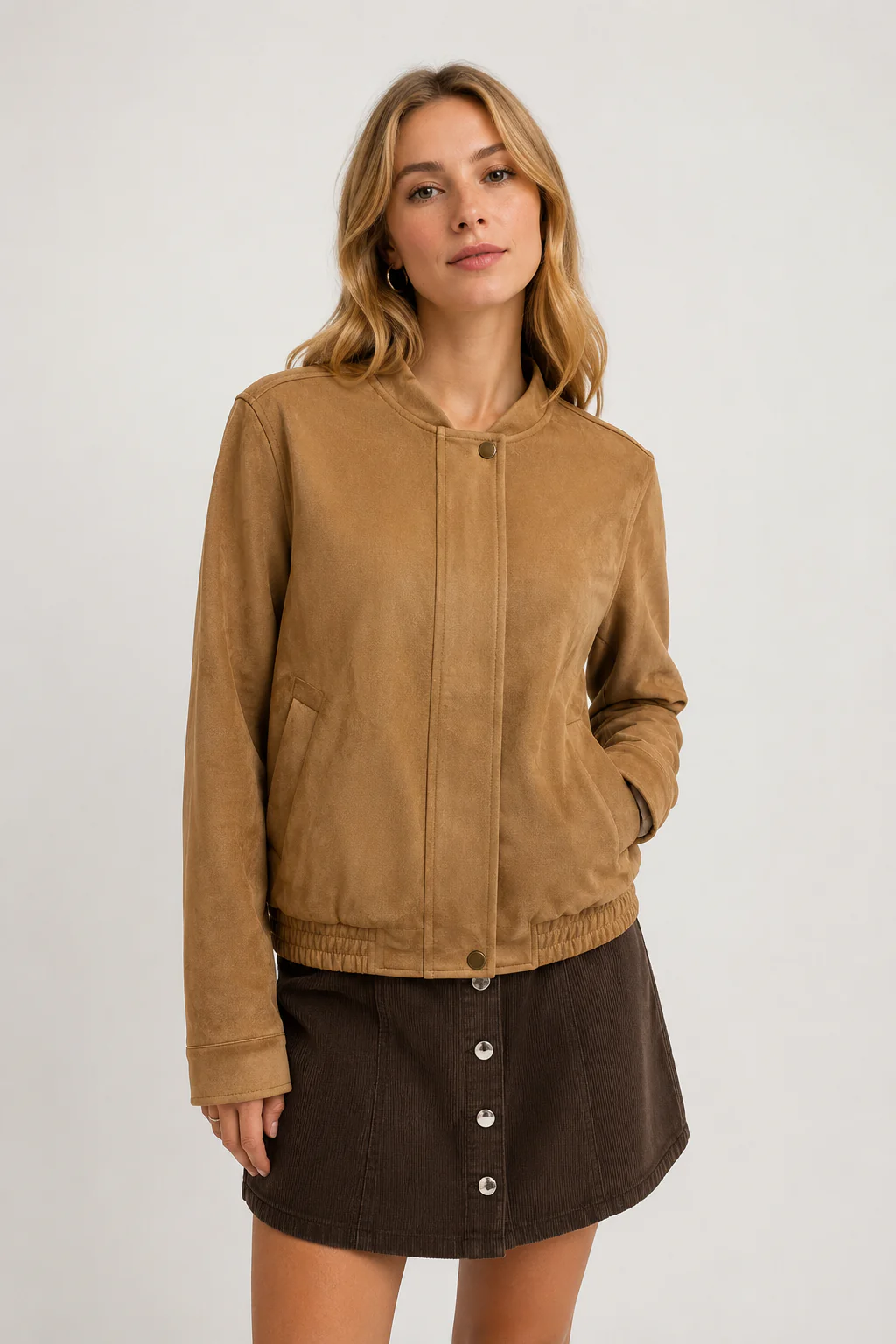 Chaqueta Mujer Classic Cuello Polo Beige