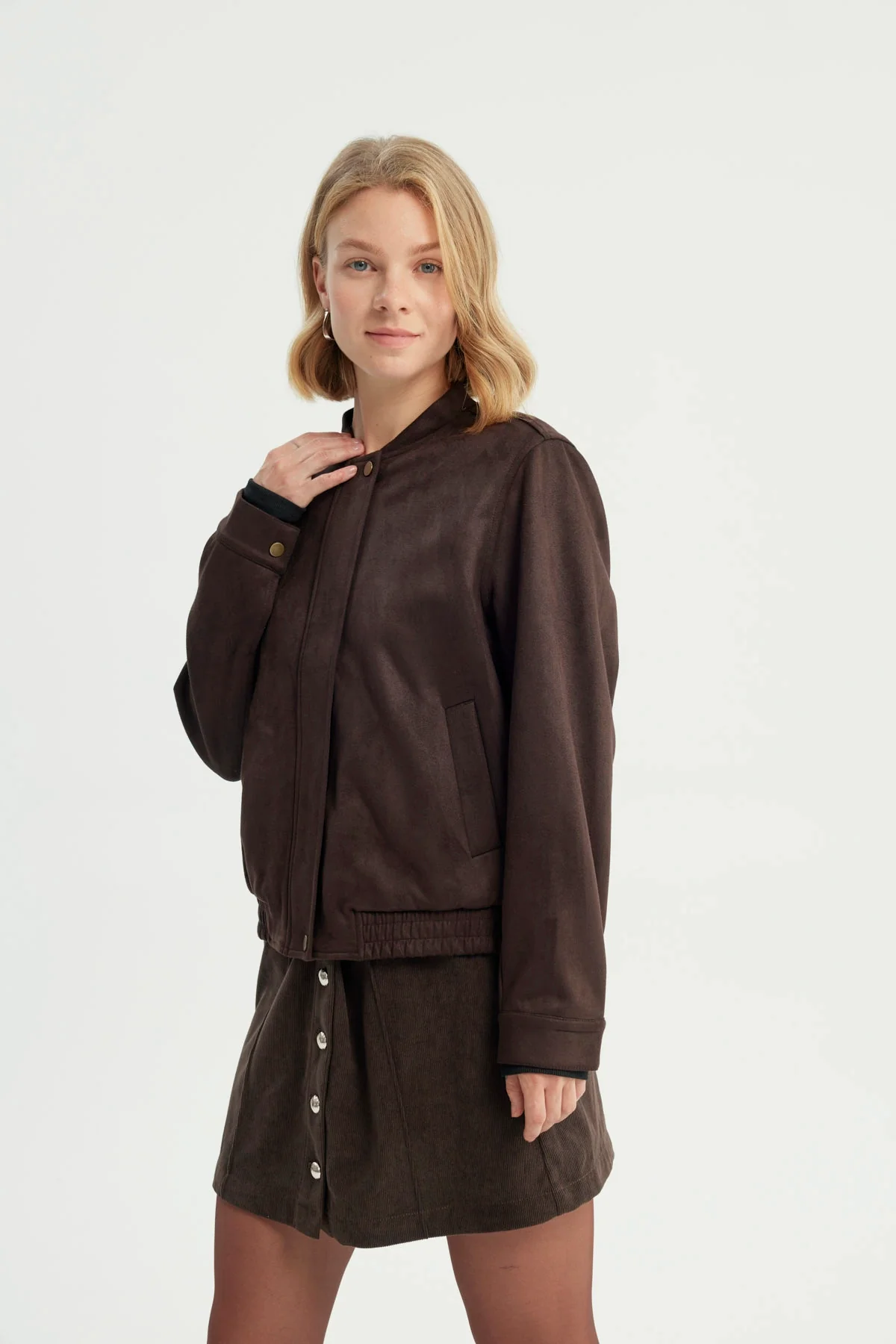 Chaqueta Mujer Classic Cuello Polo Chocolate - Image 2