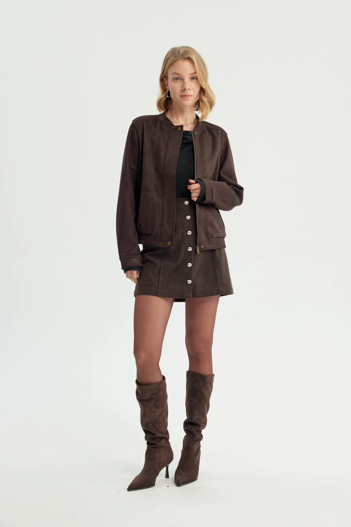 Chaqueta Mujer Classic Cuello Polo Chocolate - Image 4