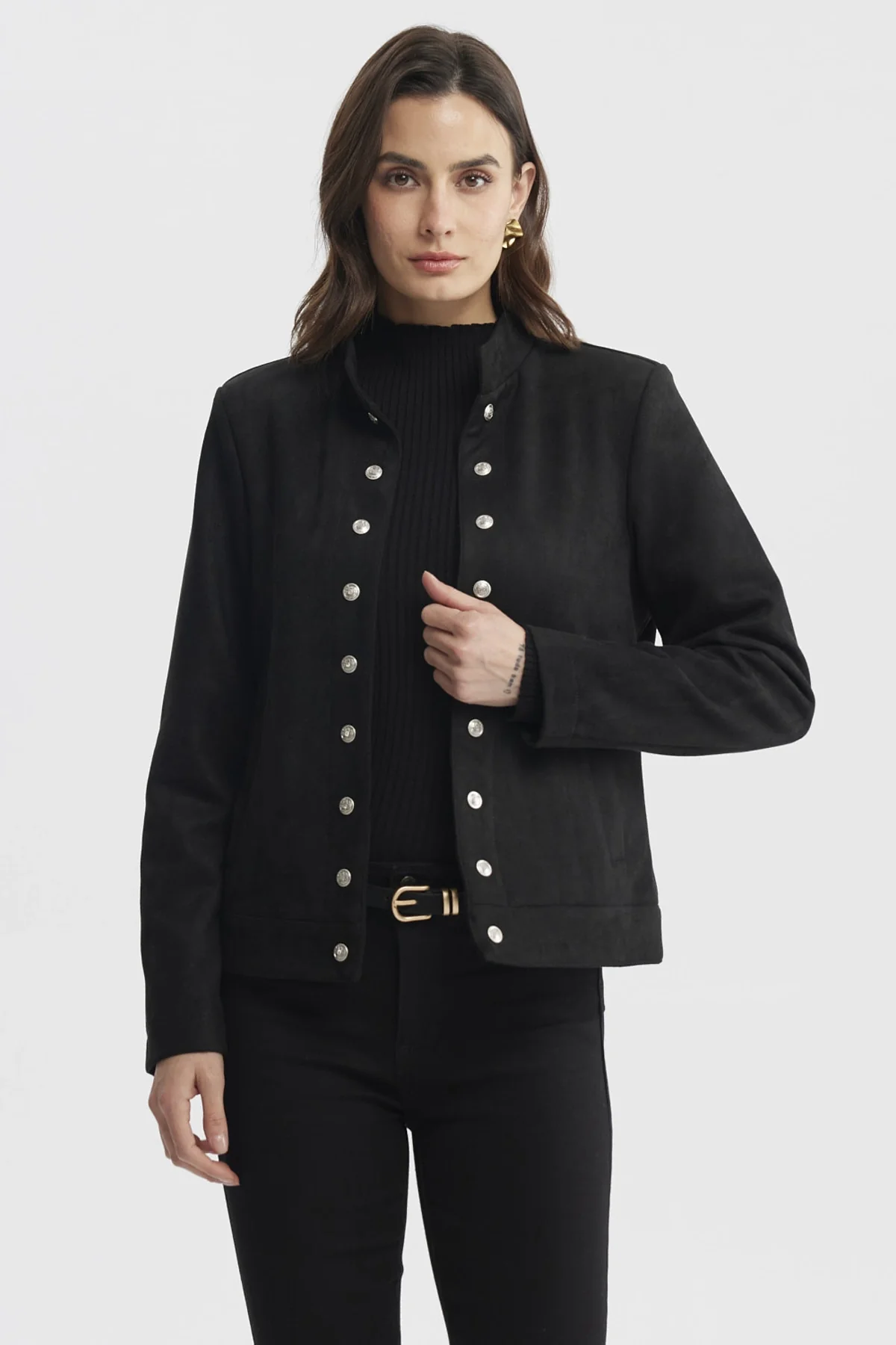 Chaqueta Mujer Cuello Apoyado Negro