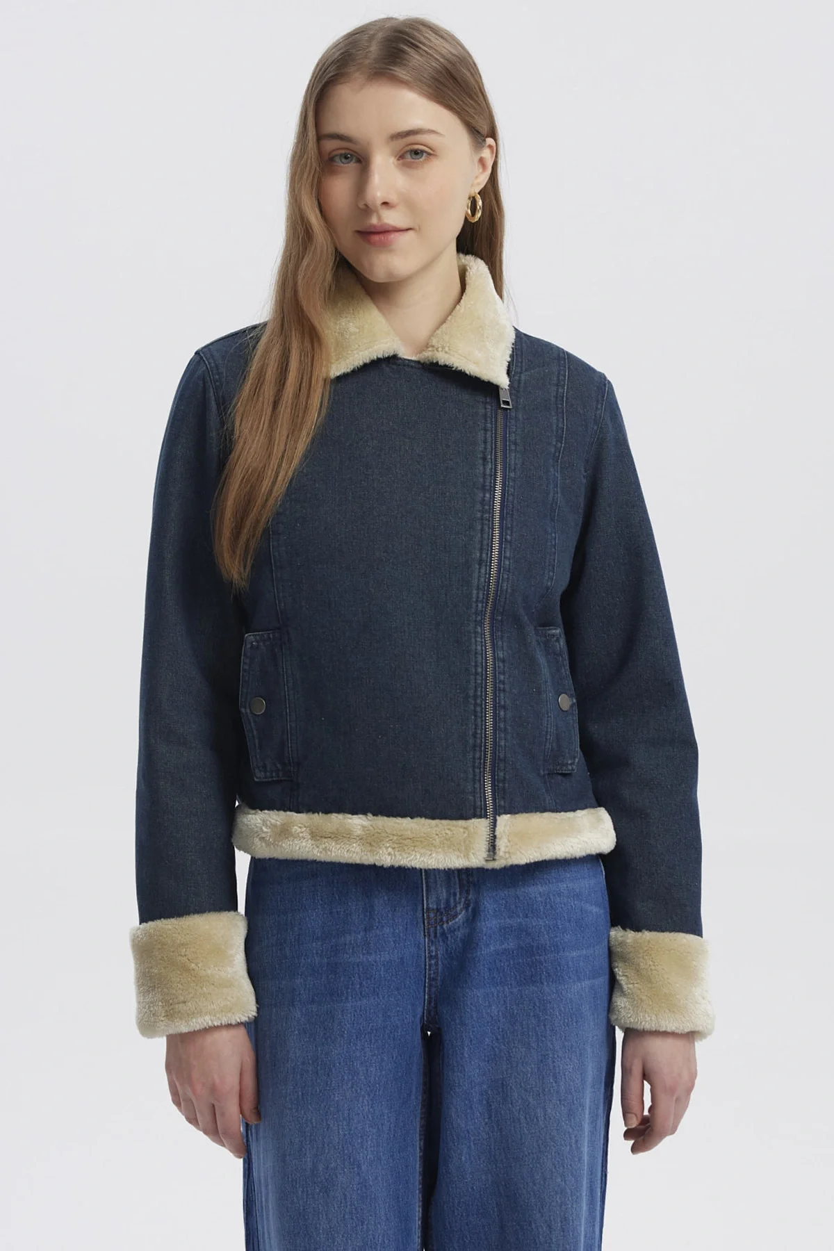 Chaqueta Mujer Cuello De Solapa Azul Oscuro